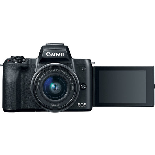 Canon EOS M50 Mirrorless Digital Camera with 15-45mm Lens (Black) - 32GB Memory Card & Accessory Kit - Perfect for Vlogging, Travel Photography & Content Creation