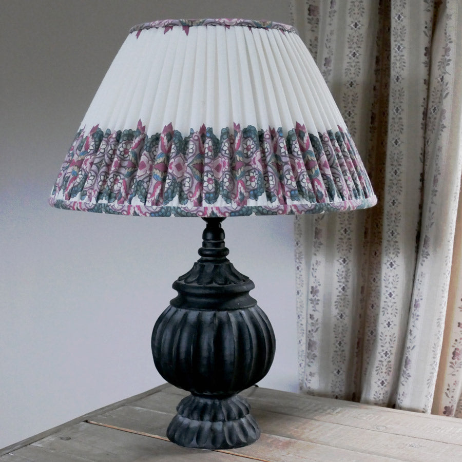 Gathered Linen Empire Lampshade - Moroccan Stripe Ivory Lampshade for Bedroom, Living Room & Dining Room Lighting Decor