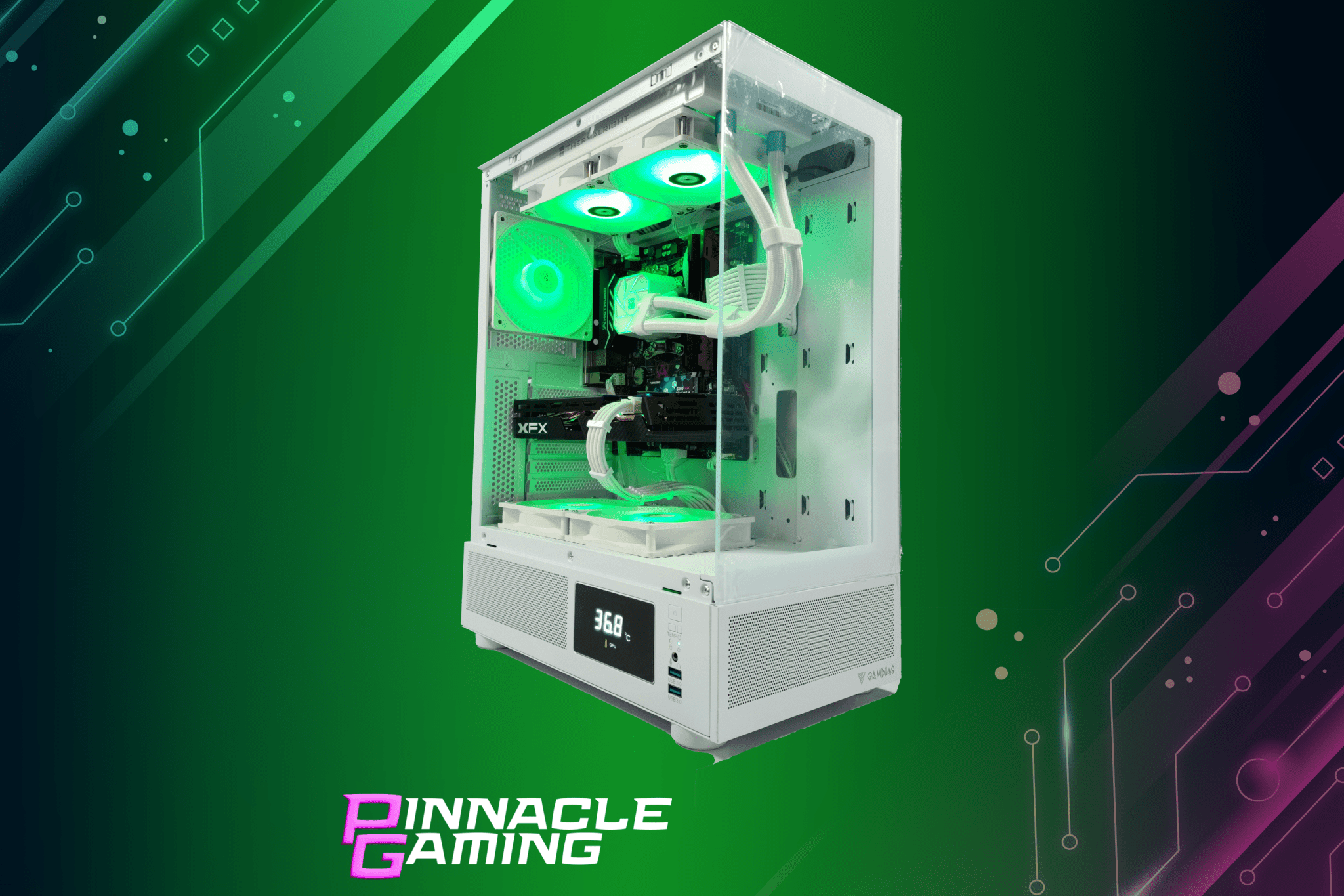 Custom Gaming PC - AMD Ryzen 7, RX 580 8GB GPU, 2TB SSD, 32GB DDR4 RAM, White Water-Cooled Desktop Computer for Esports, Streaming & VR Gaming