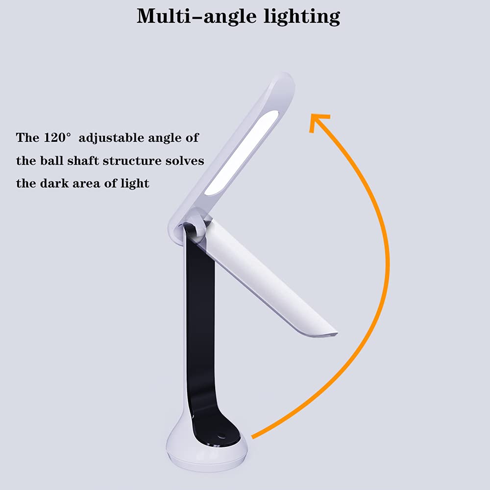 USB Rechargeable LED Desk Lamp - 3-Level Dimmable, Foldable Study Lamp for Students, Bedside Reading Light with Charging Port | Perfect for Dorm Rooms, Home Office & Nightstand Use