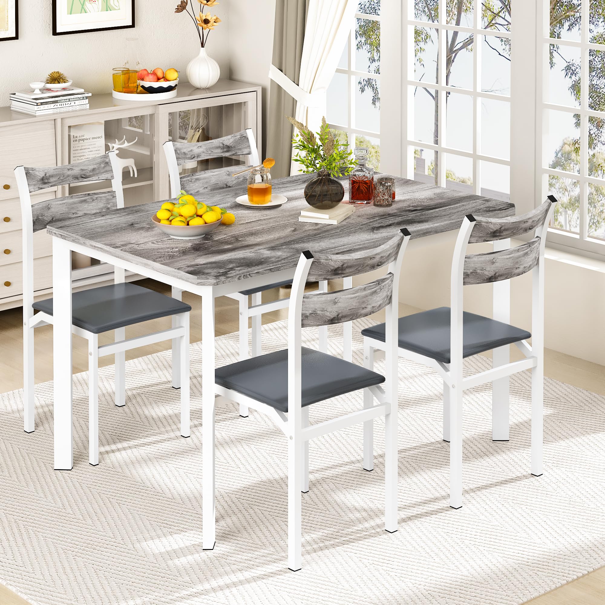 Modern 5-Piece Dining Table Set for 4 with 43.3