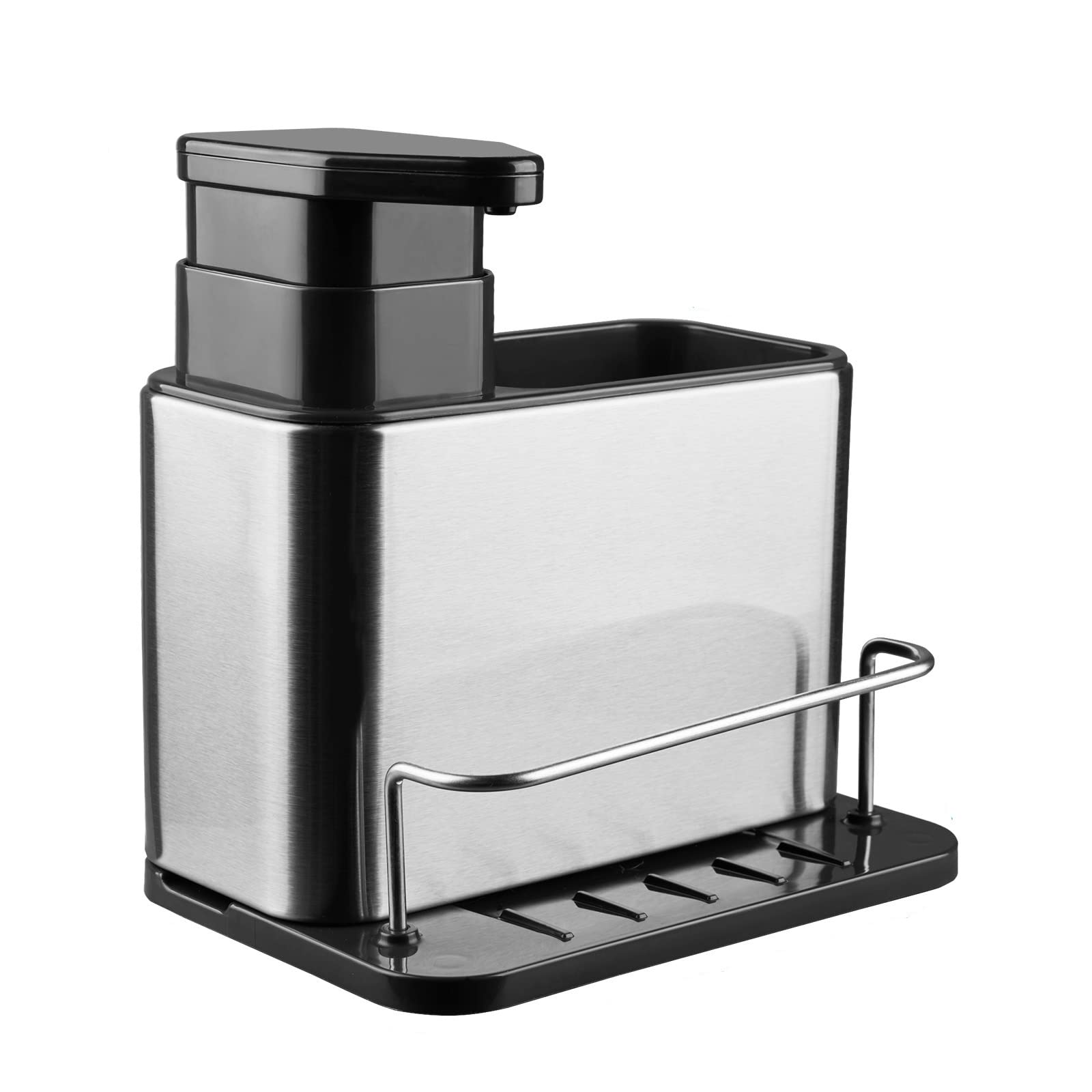 3-in-1 Stainless Steel Kitchen Sink Organizer - Soap Dispenser, Sponge Holder & Drainer Rack | Rustproof Countertop Organizer for Dishes & Brushes | Perfect for Small Kitchen Spaces & Modern Home Decor