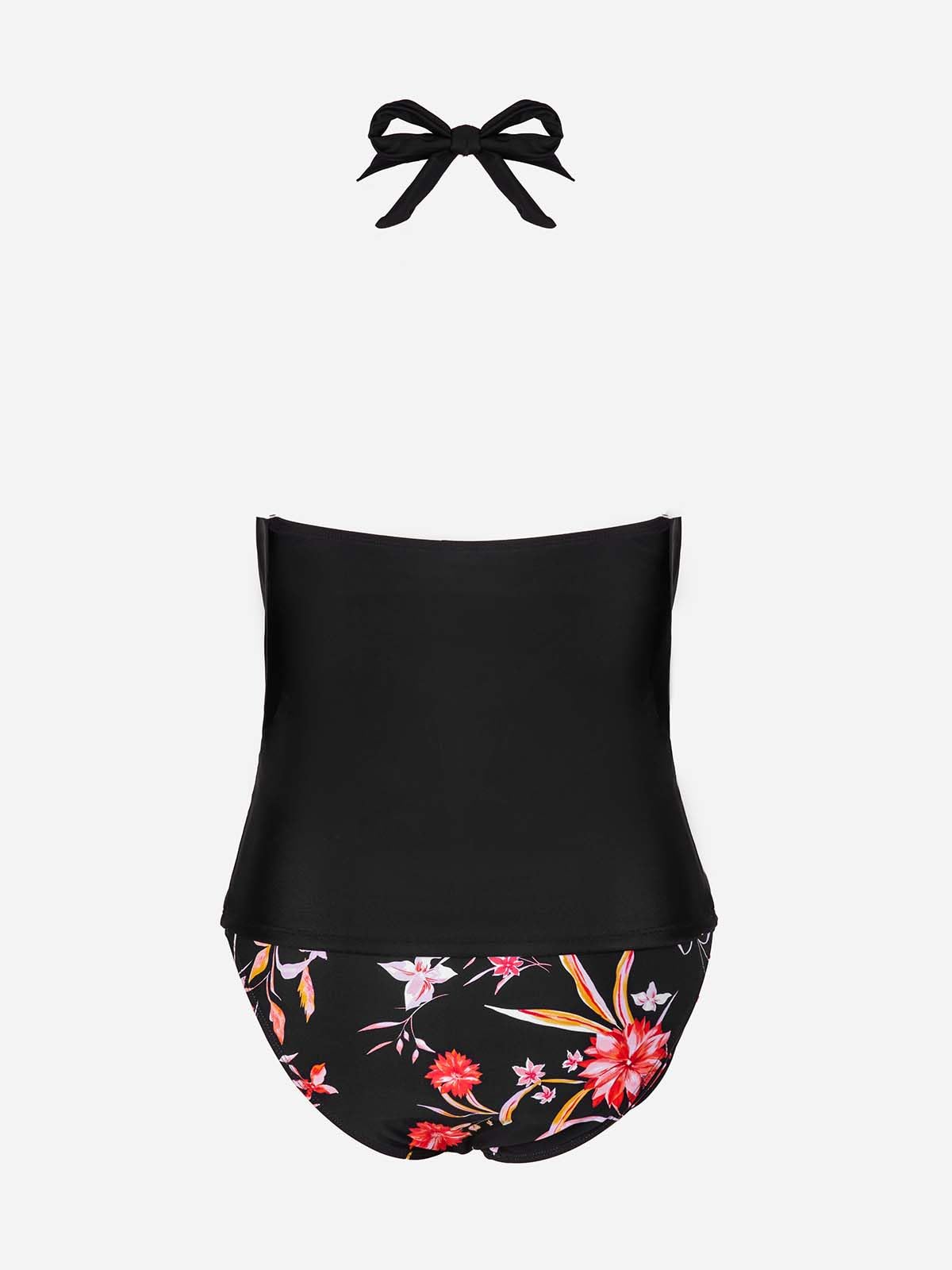 CUPSHE Women's Halter Deep V Cowl Neck Tankini Swimsuit - Low Back Two Piece Bathing Suit for Beach, Pool & Vacation