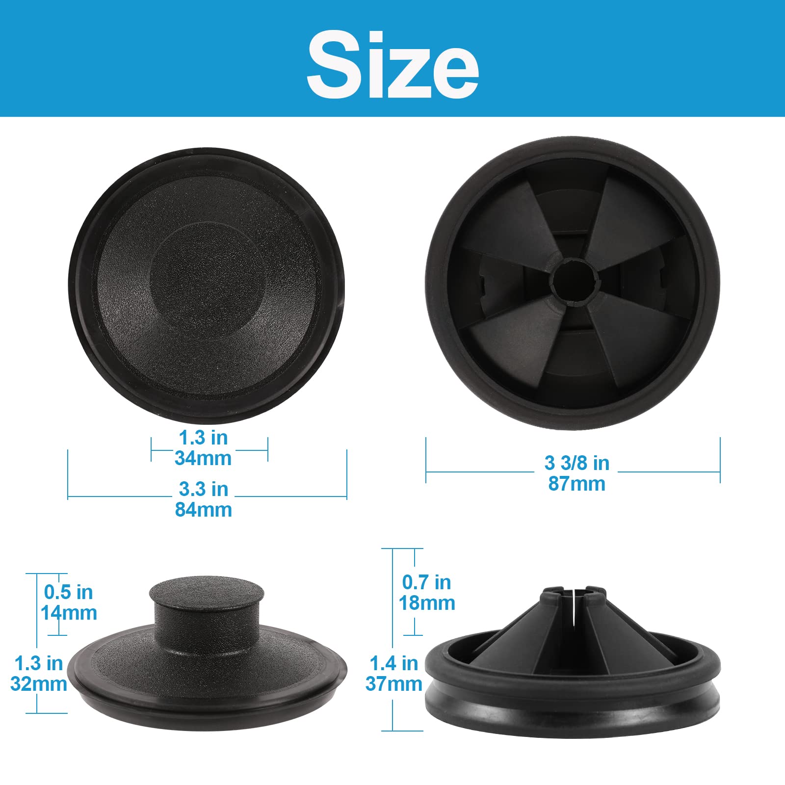 RQYEKDO 3-3/8 Inch Garbage Disposal Splash Guard & Round Sink Stopper - Compatible with InSinkErator Evolution & Moen Models - Food Waste Disposer Accessories - Perfect for Kitchen Sink Drain Protection & Splash Prevention
