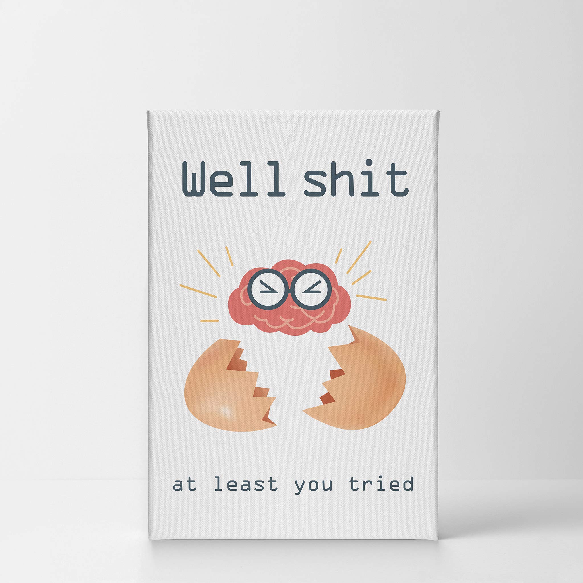 Funny Bathroom Wall Art - 'Well Shit At Least You Tried' Canvas Print | Ready to Hang Bathroom Decor | 40x30 Inches | Made in USA | Perfect for Toilet Humor & Unique Home Decoration