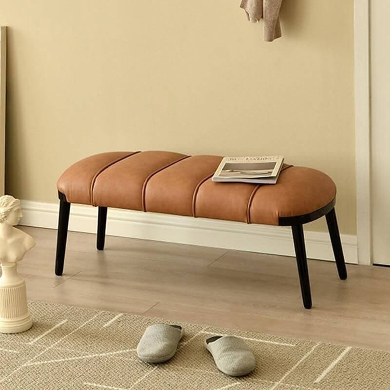 Water Resistant Modern Brown Rectangle Metal Ottoman Pouf - Perfect for Living Room, Bedroom & Outdoor Seating