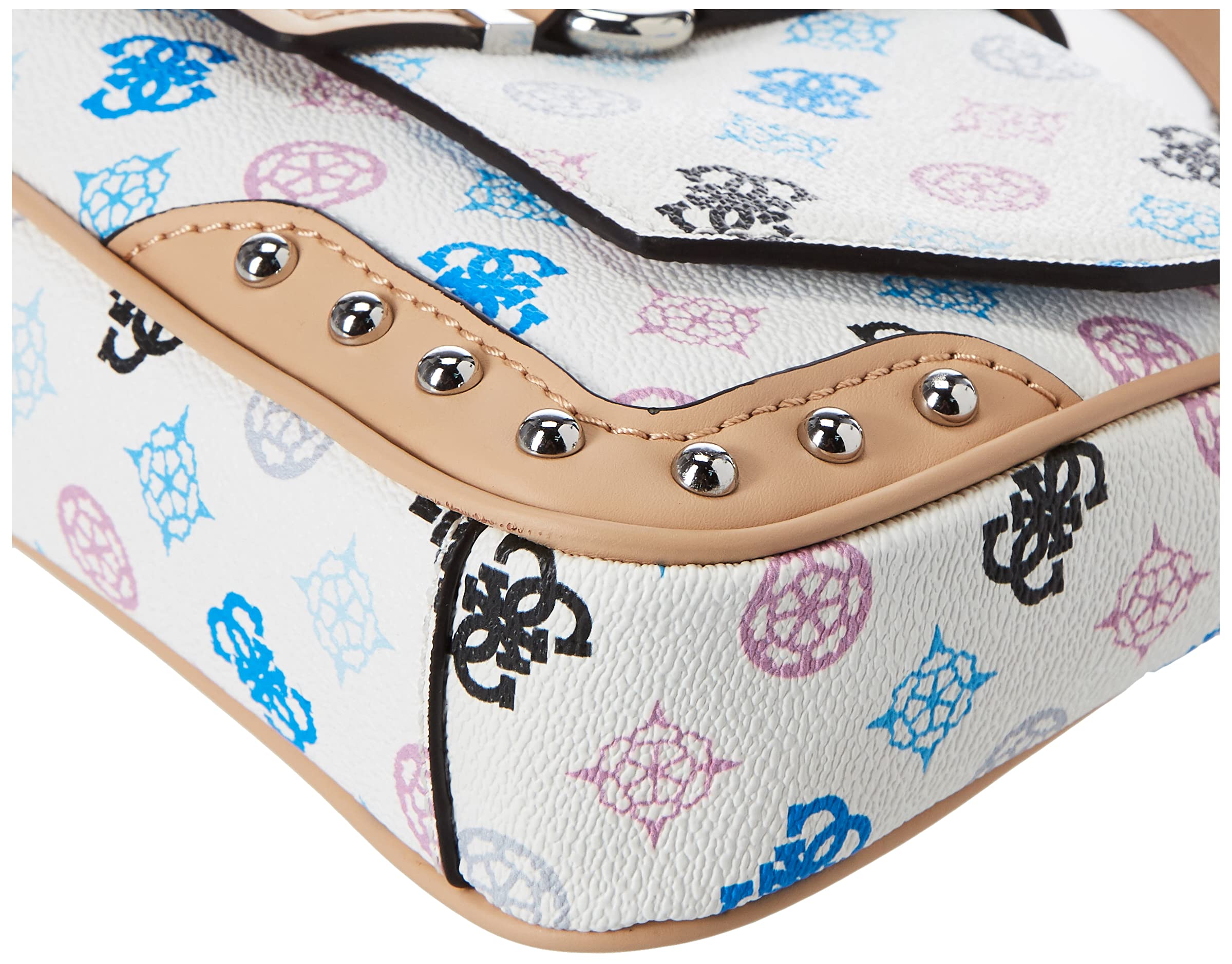 GUESS Women's Greta Convertible Crossbody Shoulder Bag Handbag Purse - White Multi Color Fashion Accessory for Work, Travel & Everyday Use