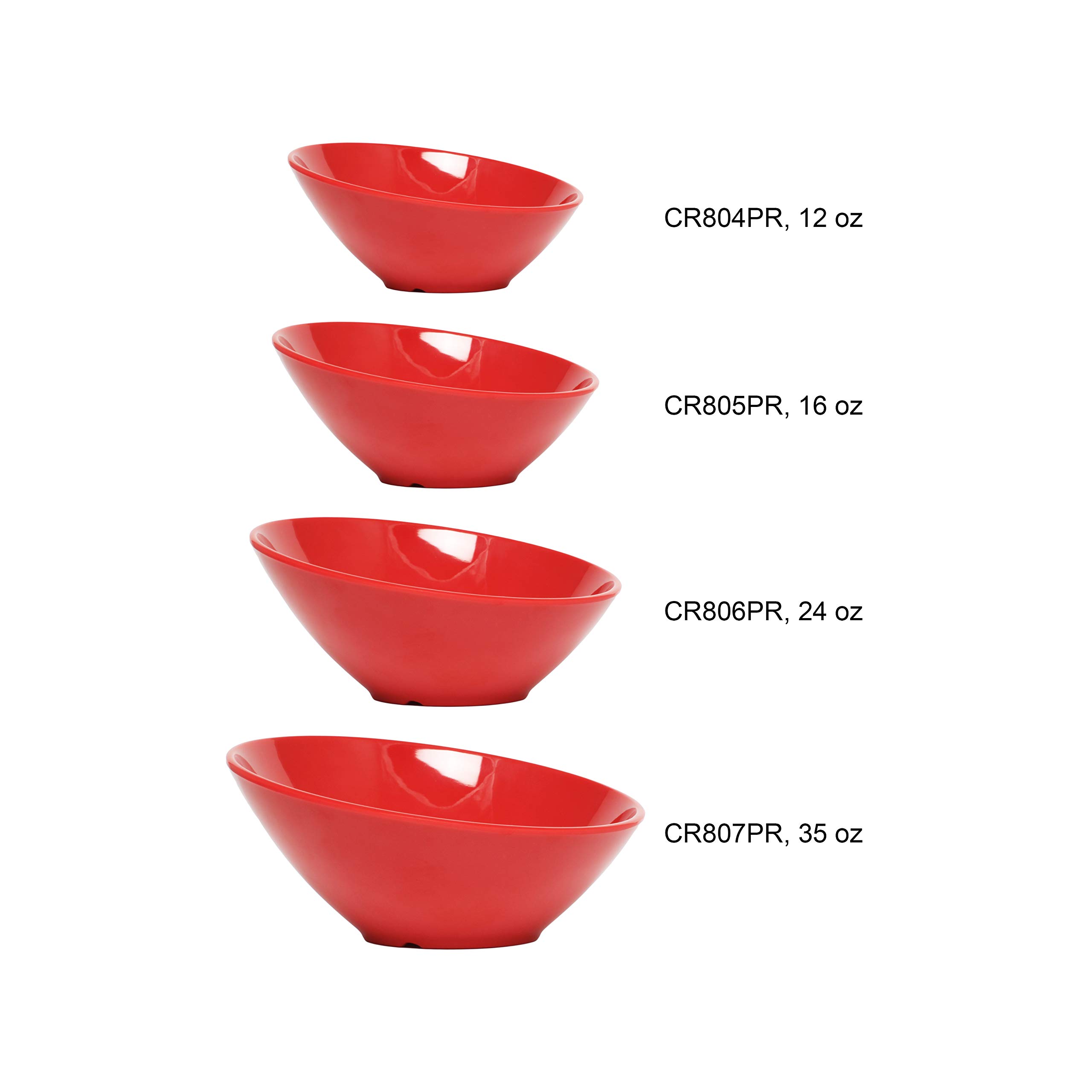 Thunder Group 24 oz Melamine Cascading Bowl - Pure Red - Durable & Lightweight Serving Bowl for Salads, Snacks, and Party Dishes