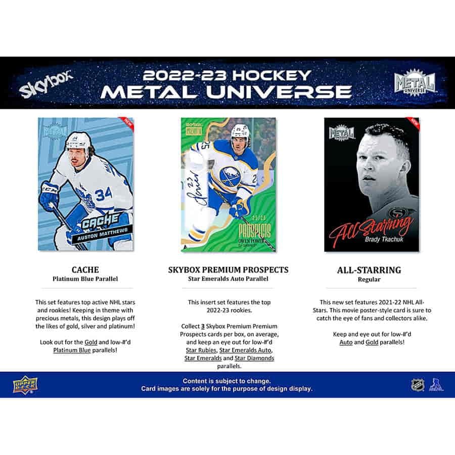 2022-23 Upper Deck Skybox Metal Universe Hockey Hobby Box - Premium Trading Cards Collection for Collectors & Fans - Perfect for Gifts, Investments, and Game Nights