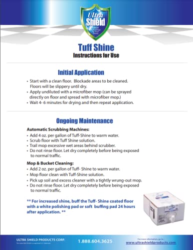 ULTRA SHIELD Tuff-Shine Bag-in-Box Floor Cleaner - 2.5 Gallon Commercial Grade Shine Solution for Concrete Floors | Quick Instant Shine for Janitorial & Industrial Use | Ideal for Warehouses, Garages & High-Traffic Areas