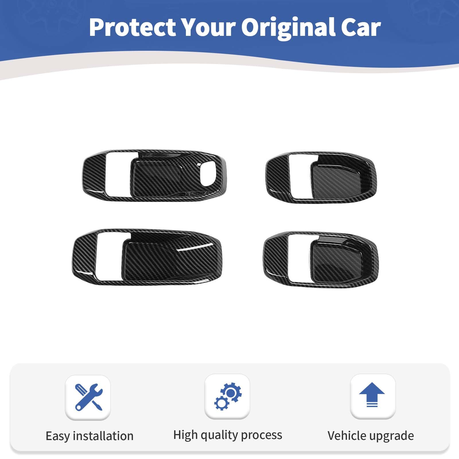 Carbon Fiber Inner Door Handle Bowl Cover Trim for Jeep Wrangler JL/JLU & Gladiator JT (2018-2024) - Interior Accessories Set of 4 - Upgrade Your Ride with Premium Protection & Style