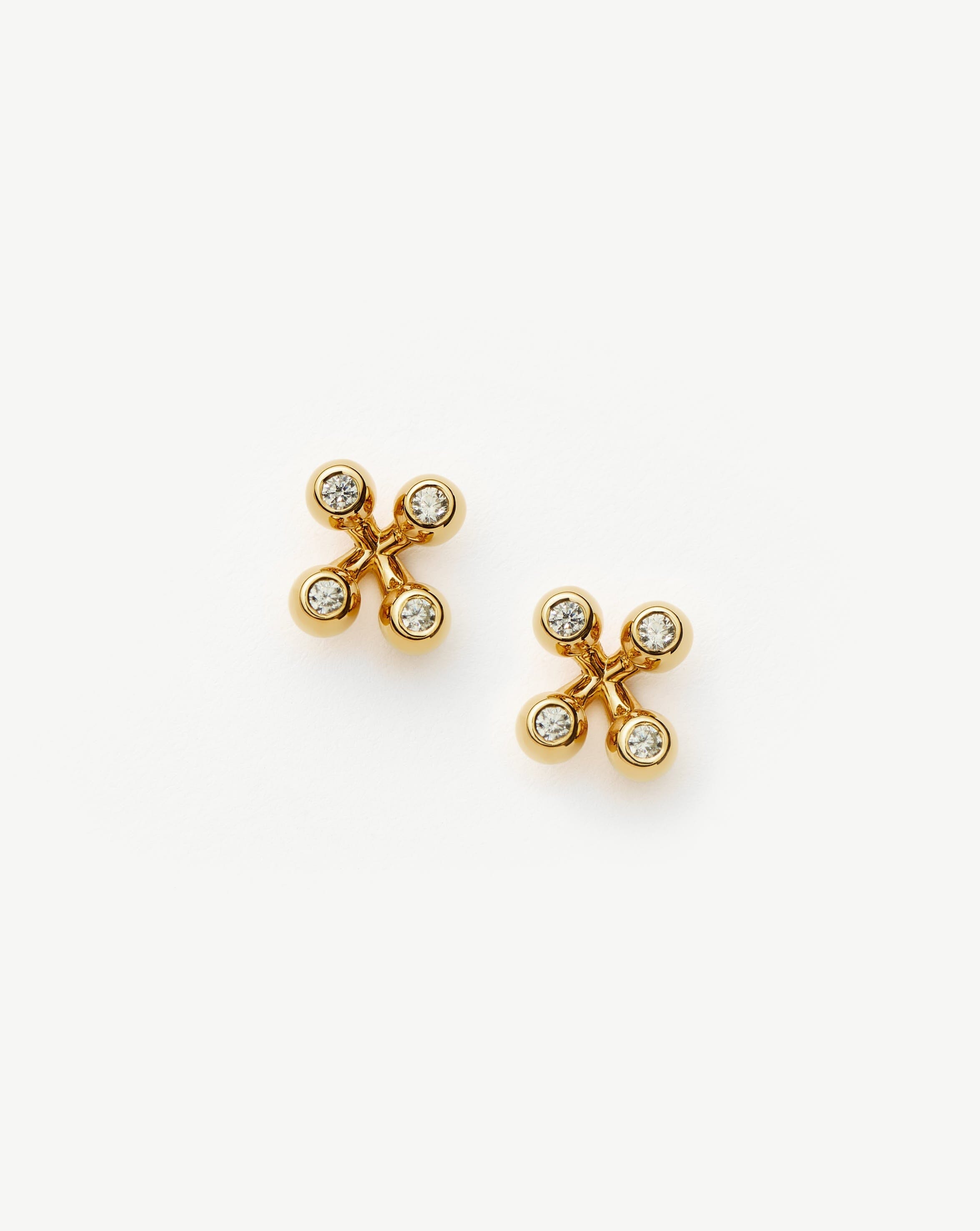 Atom Stud Earrings - 18k Gold Vermeil Hypoallergenic Earrings for Women | Perfect for Everyday Wear, Gifts & Special Occasions