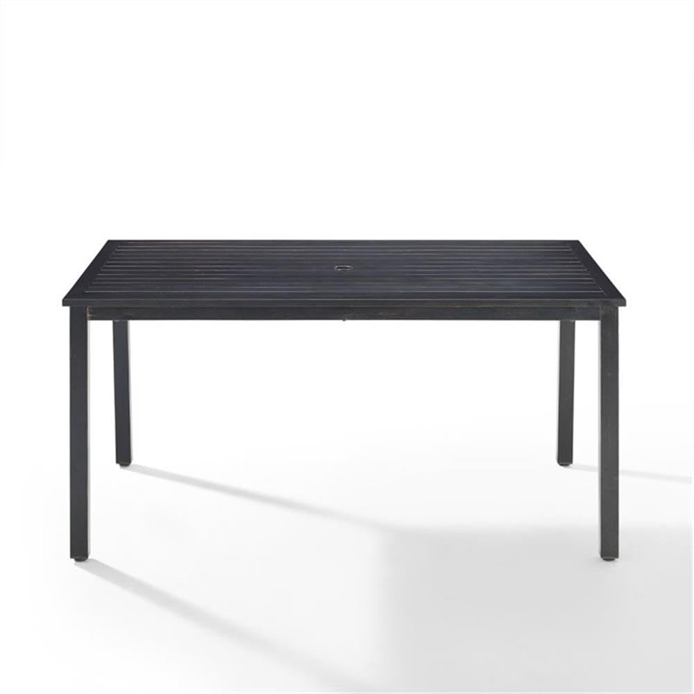 Crosley Kaplan 6-Person Rectangular Outdoor Dining Table with Umbrella Hole - Oil-Rubbed Bronze Metal Patio Furniture for Backyard, Garden & Poolside Dining