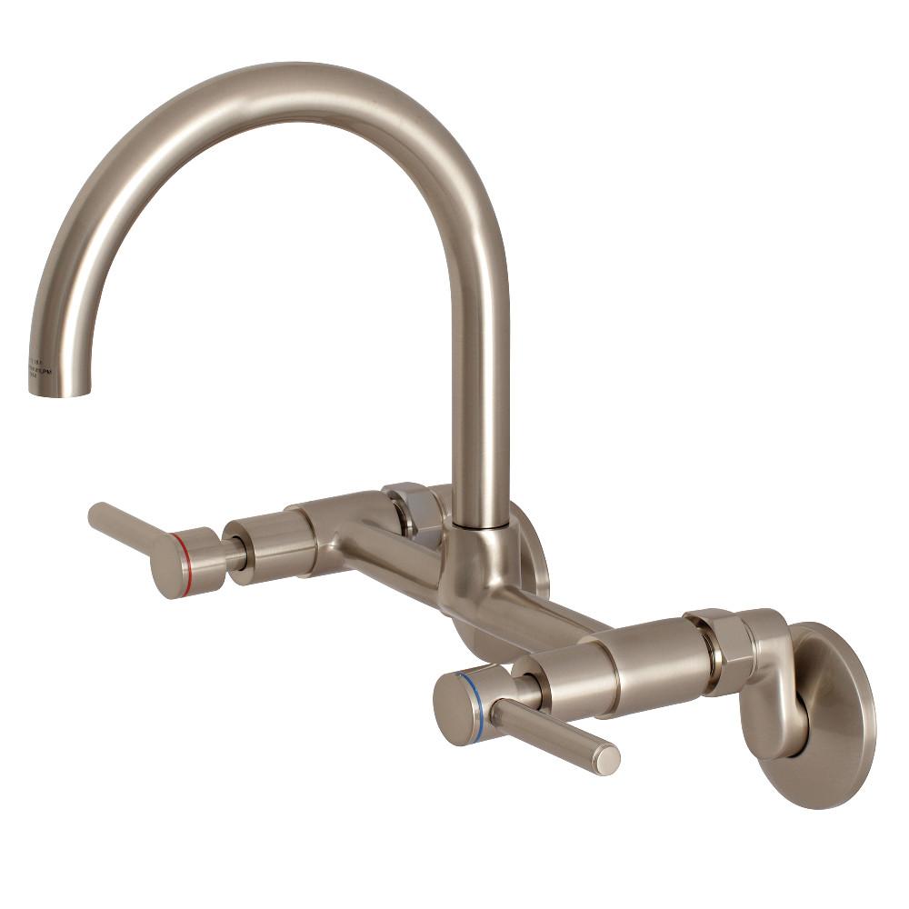 Kingston Brass Concord 8-Inch Adjustable Center Wall Mount Kitchen Faucet - KS814 | Modern Pull-Down Sprayer for Farmhouse & Commercial Sinks | Perfect for RV, Restaurant & Home Kitchen Renovations