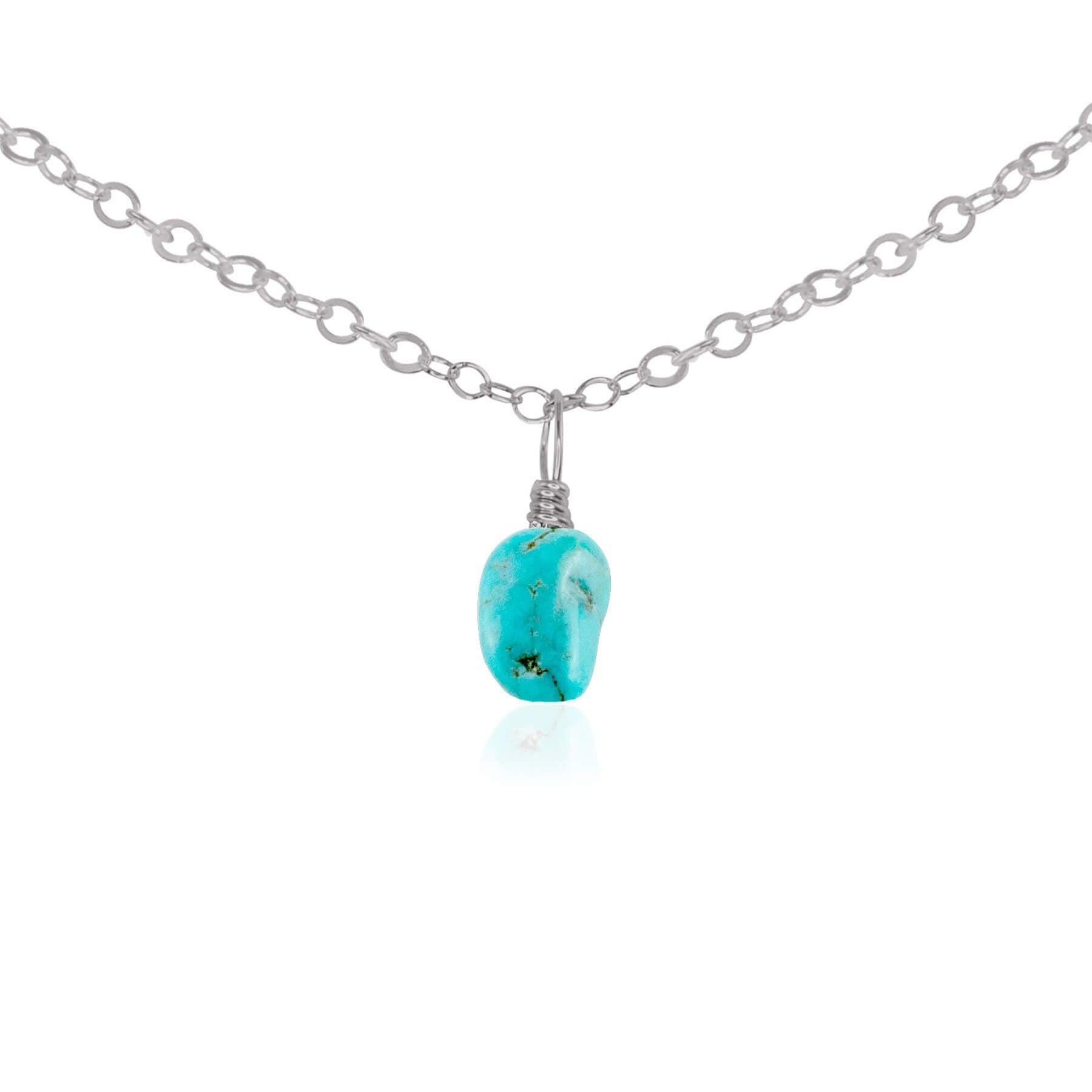 Natural Tiny Rough Turquoise Gemstone Pendant Choker Necklace - Handmade Boho Jewelry for Women, Perfect for Festivals & Everyday Wear