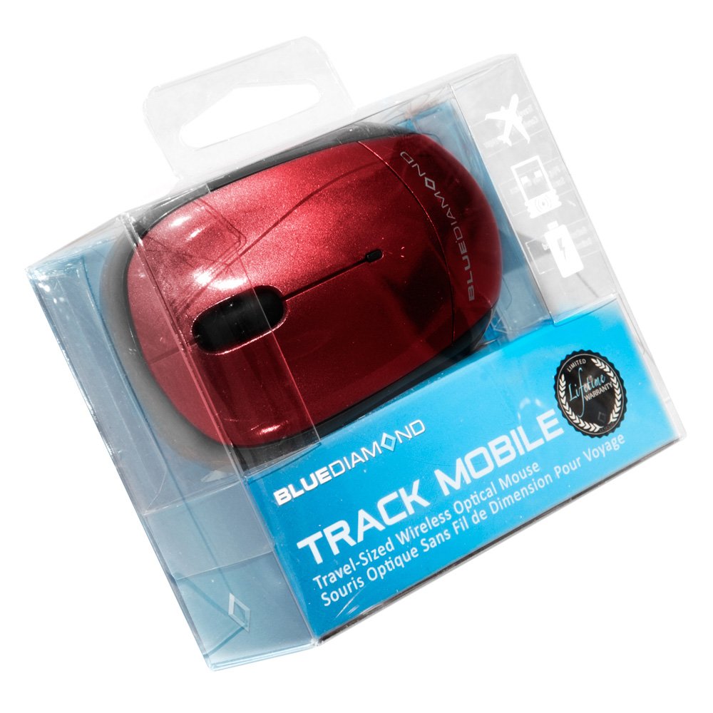 BlueDiamond 2.4G Wireless Mouse with Nano Receiver - Ergonomic Ambidextrous Design - 10m Wireless Range - Compatible with Laptop, PC, Mac - Red - Perfect for Office, Home & Travel Use