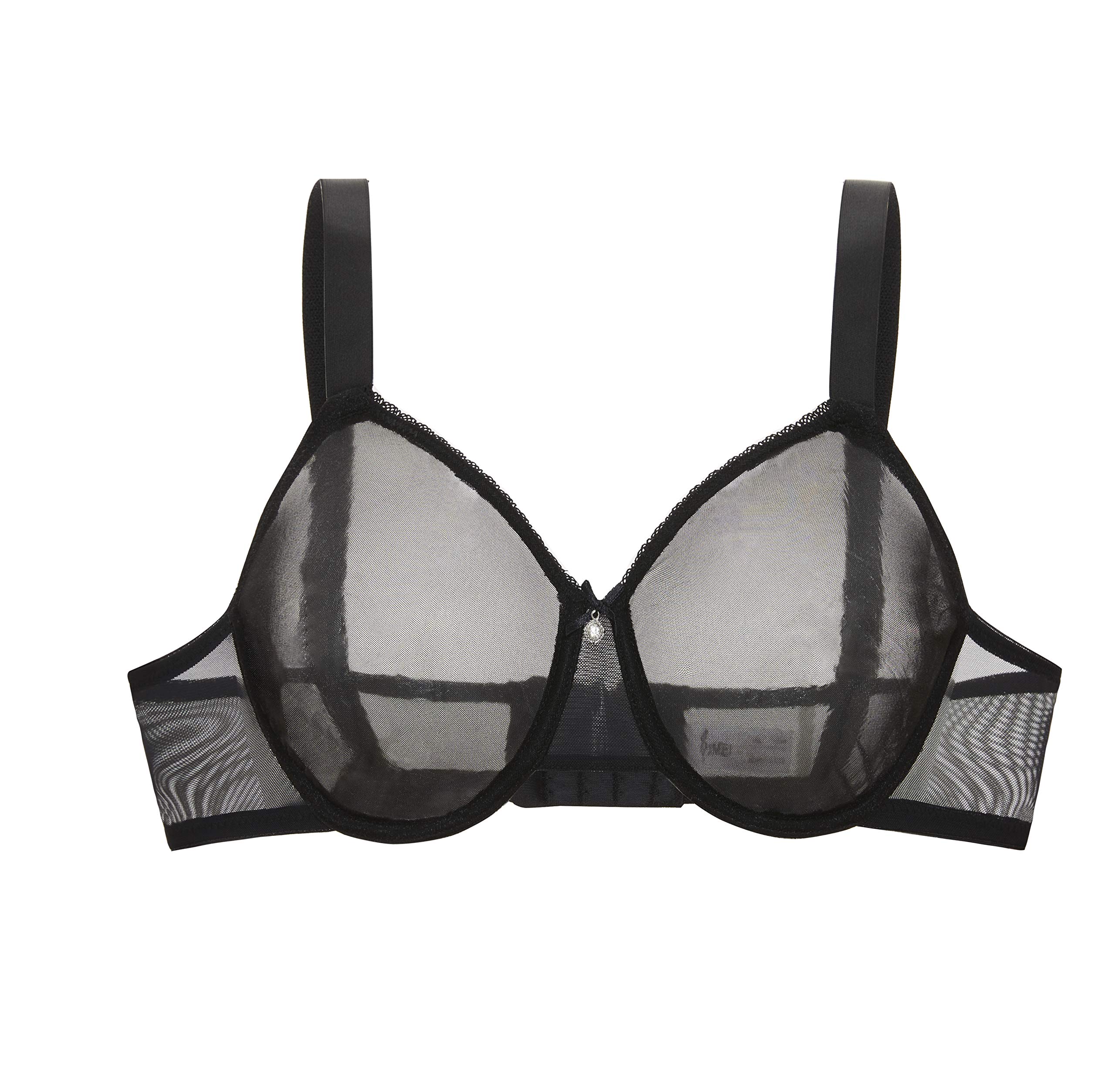 **Sexy Mesh See-Through Lingerie Bra for Women - Black & Beige with Steel Ring | Comfortable & Stylish Underwear for Date Night & Boudoir Photography**