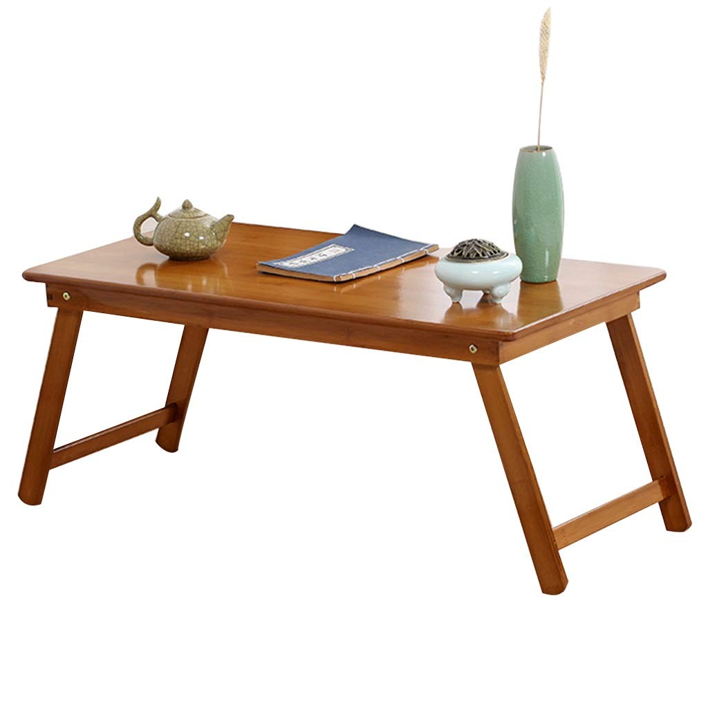 Japanese Solid Wood Low Coffee Table - Folding End Table for Bay Window, Living Room, Balcony, Tatami & Bedroom - Compact 70x40x30cm Brown Wooden Table for Bedside, Computer & Small Spaces
