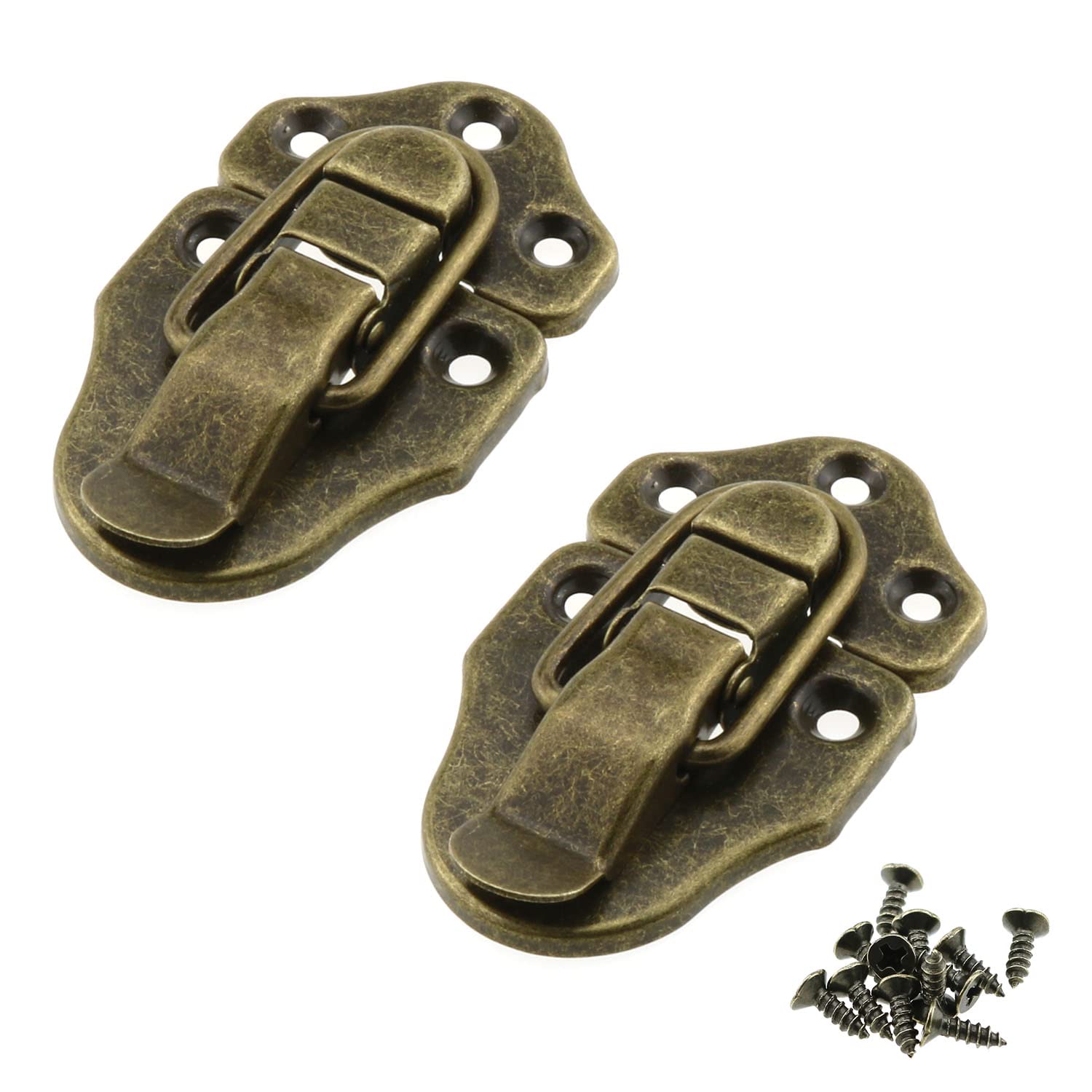Vintage Bronze Stretch Buckle - 2PCS Retro Style Metal Duckbilled Box Hasp Lock Toggle Latch Catch for Jewelry Box, Wooden Box & Furniture Decoration - Perfect for Antique Cabinets, Storage Chests and DIY Craft Projects