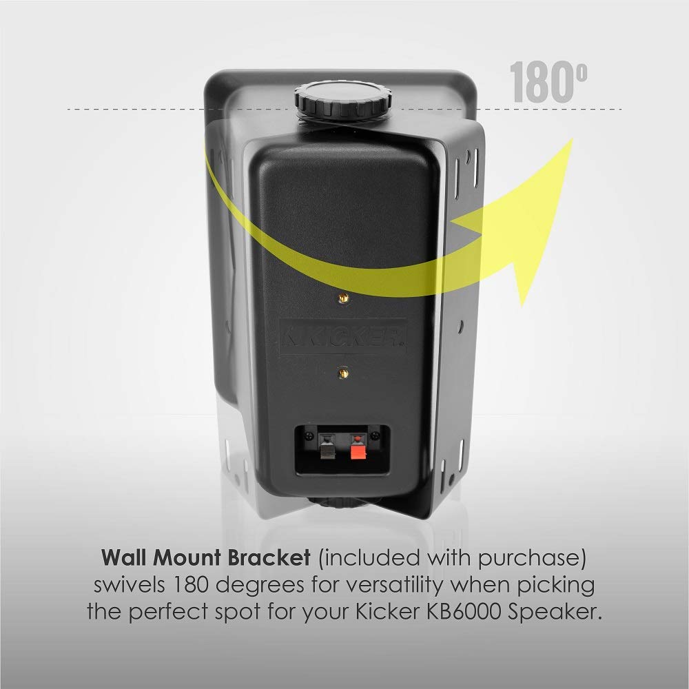 Kicker KB6 2-Way Full Range Indoor Outdoor Weatherproof Speakers (4-Pack) - 6.5