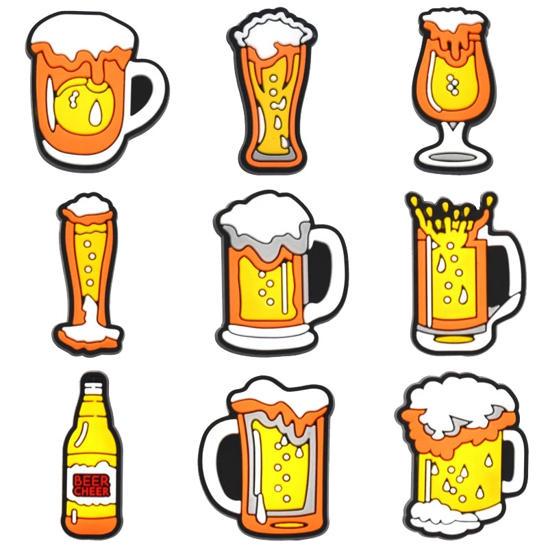PVC Beer Shoe Charms for Crocs - 1pc Decorative Badge for Men, Women & Kids - Fun Accessory for Sandals, Shoes & Jeans - Perfect Christmas Gift for Beer Lovers