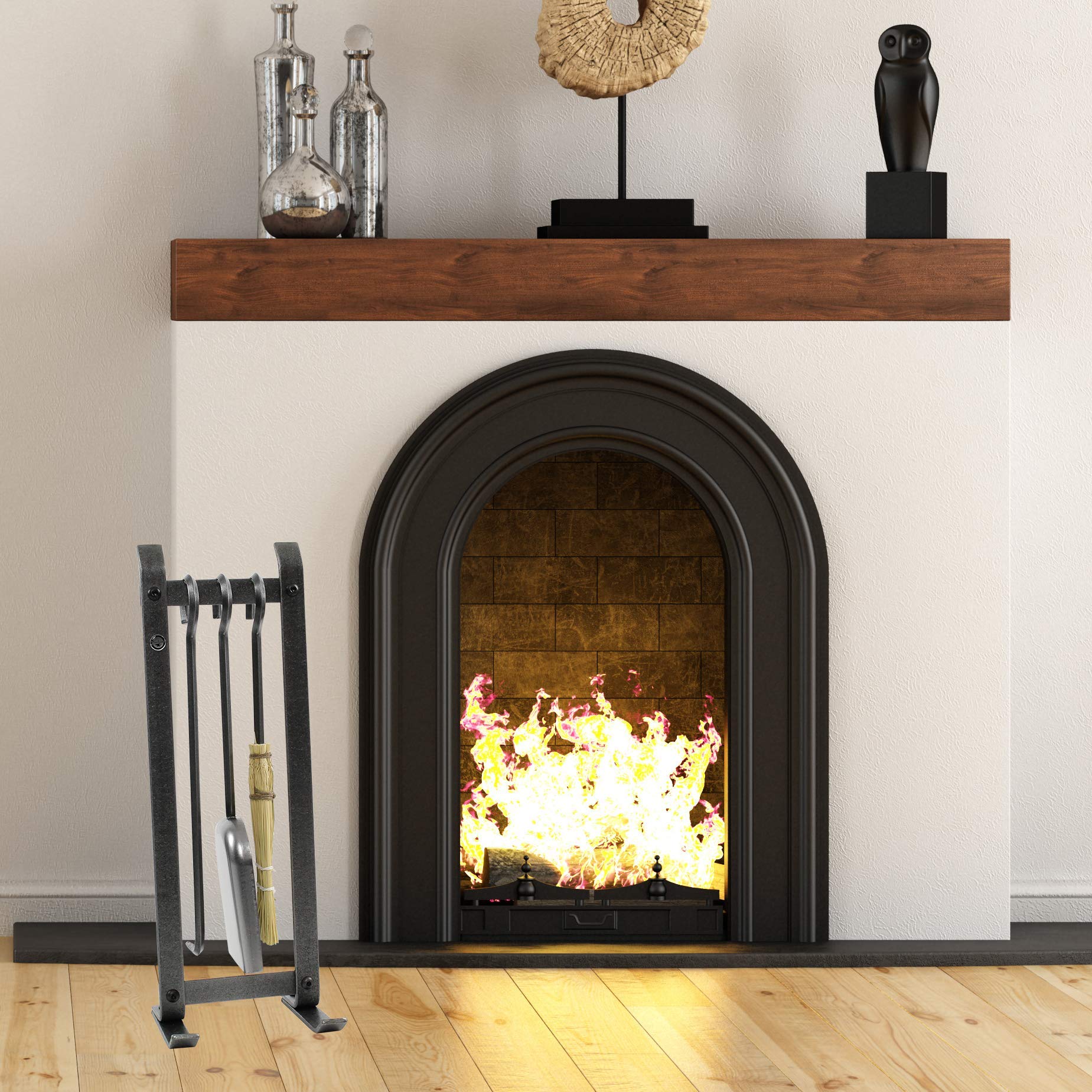 Handcrafted Enclume Country Home Fireplace Tool Set - Hammered Steel Fireplace Accessories for Rustic & Cozy Living Rooms