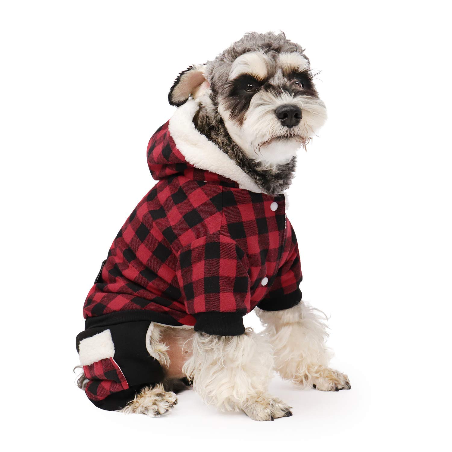 PAWZ Plaid Dog Coat - Warm & Soft Winter Pet Clothes for Small & Medium Dogs - Red Checkered Design - Perfect for Cold Weather Walks & Outdoor Adventures