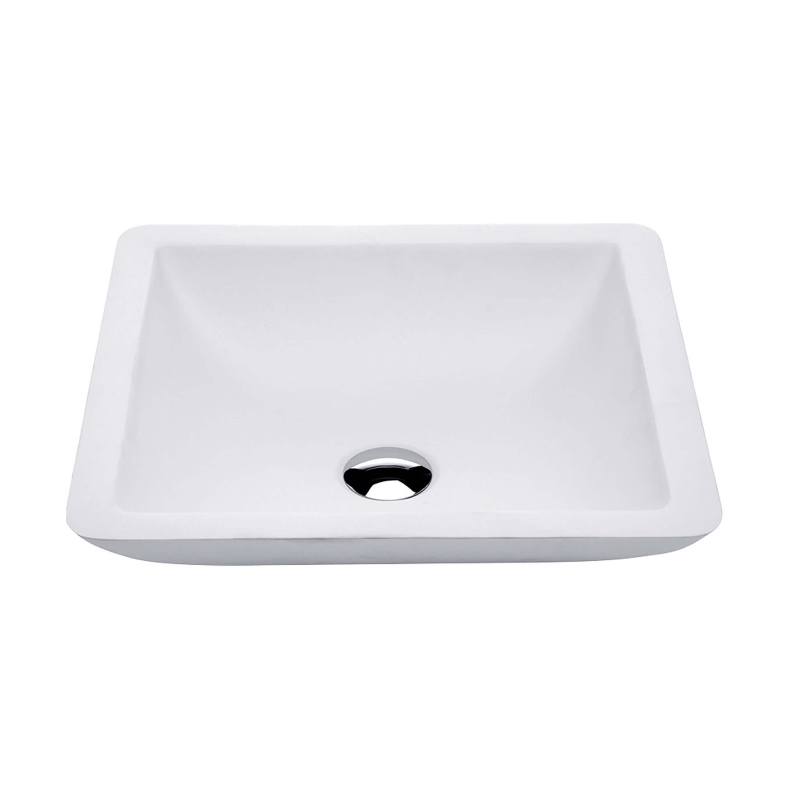 Fienza Classique Stone Bathroom Sink 16.5x16.5x4.1 Inches Matte White - Perfect for Modern Vanities, Powder Rooms & Small Space Bathroom Remodels