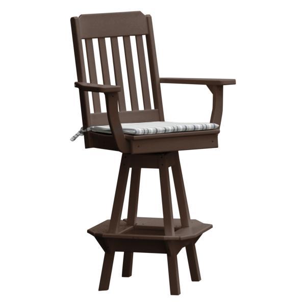 Vintage Swivel Bar Stool with Arms - Adjustable Height Counter Stool for Kitchen Island, Home Bar & Dining Room
