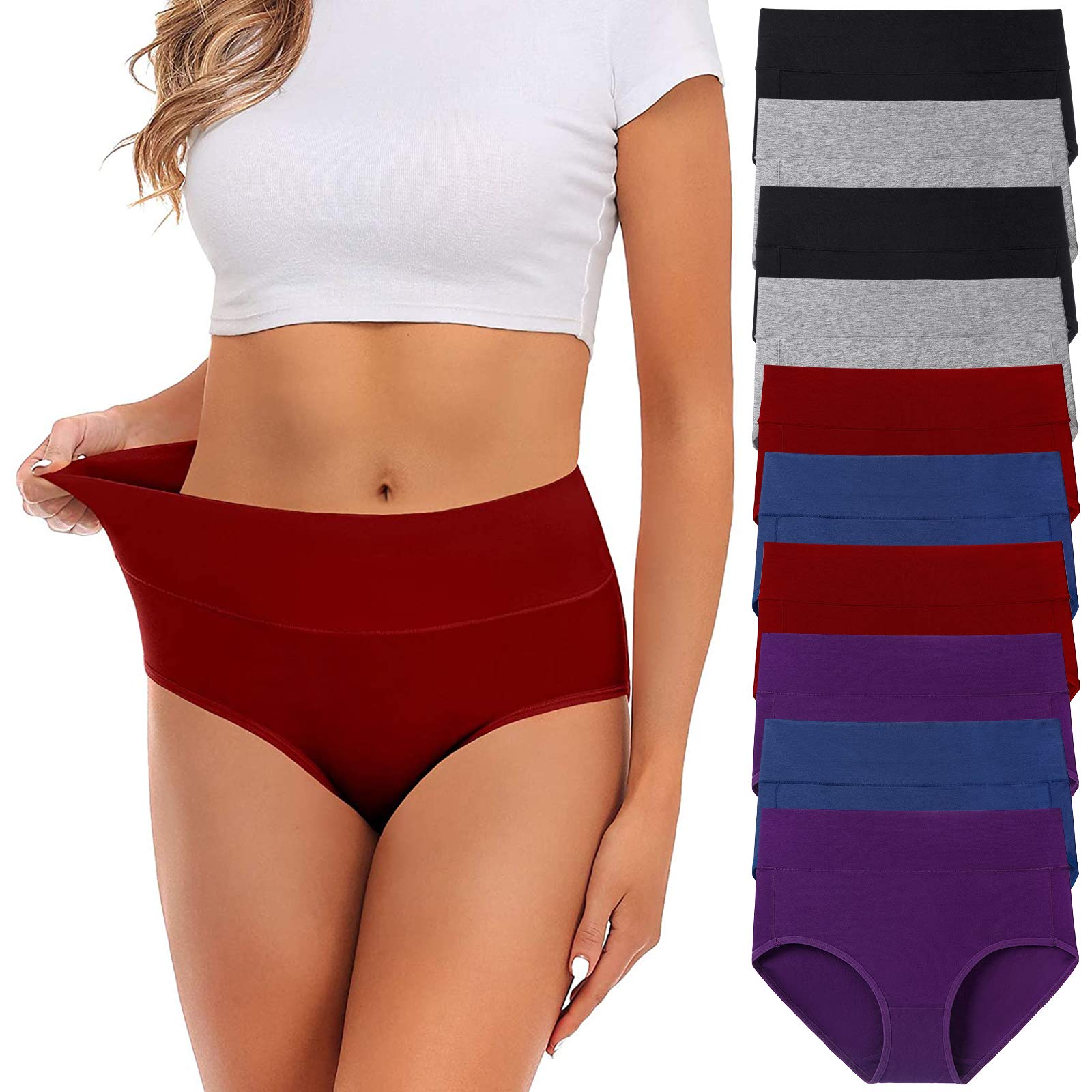 Women's Cotton Mid Waist Full Coverage Briefs - No Muffin Top Underwear Multipack | Comfortable Ladies Panties for Everyday Wear & Lingerie Undergarments