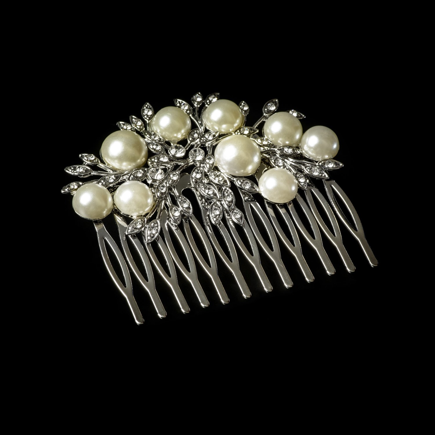 Elegant Pearl Beaded Silver Bridal Hair Comb for Weddings - Perfect Bridesmaid & Bride Hair Accessories for Special Occasions