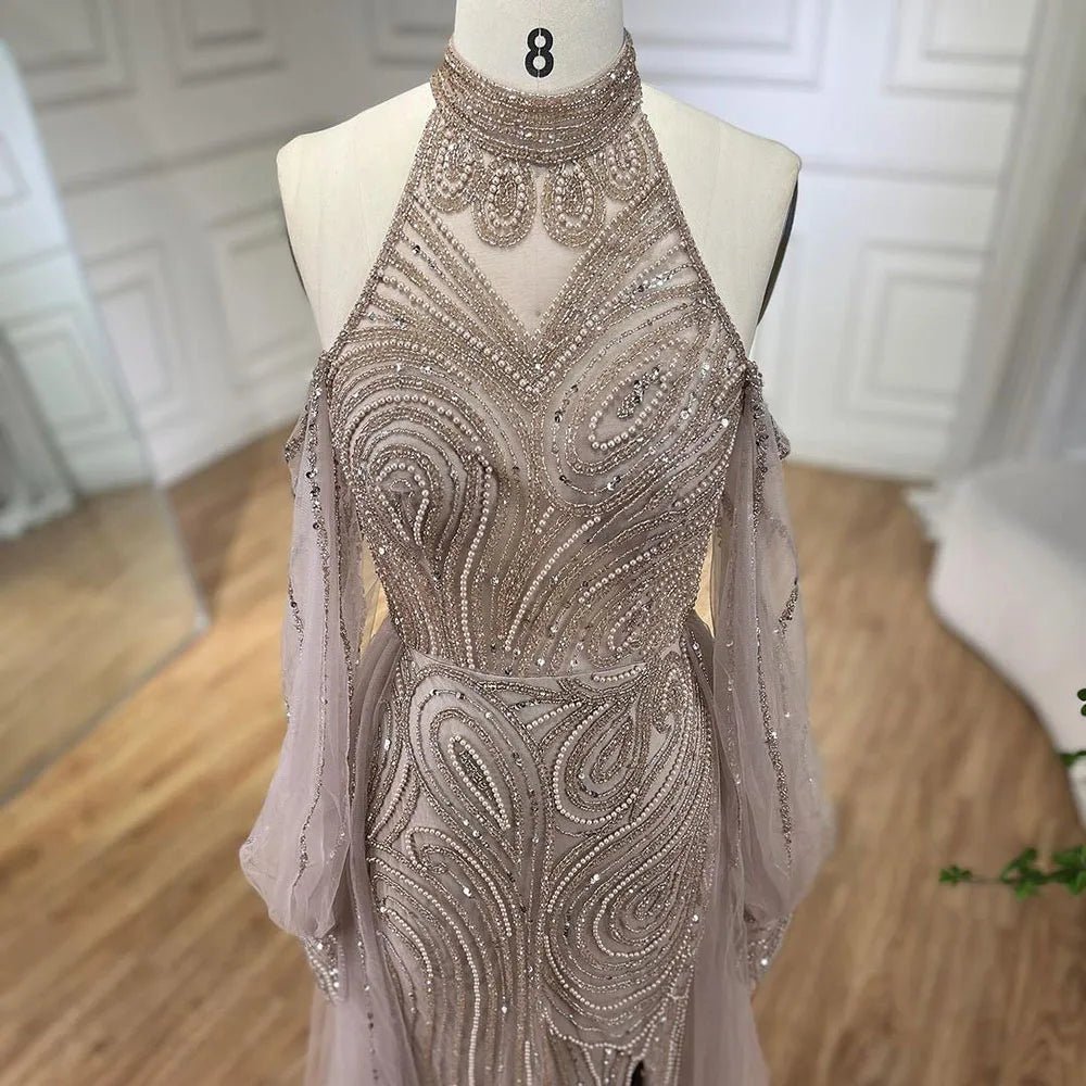 Serene Hill Turquoise Mermaid Elegant Beaded Evening Gown with Overskirt for Women - Luxury Wedding Party Dress 2025 LA72298 | Perfect for Formal Events, Galas & Special Occasions