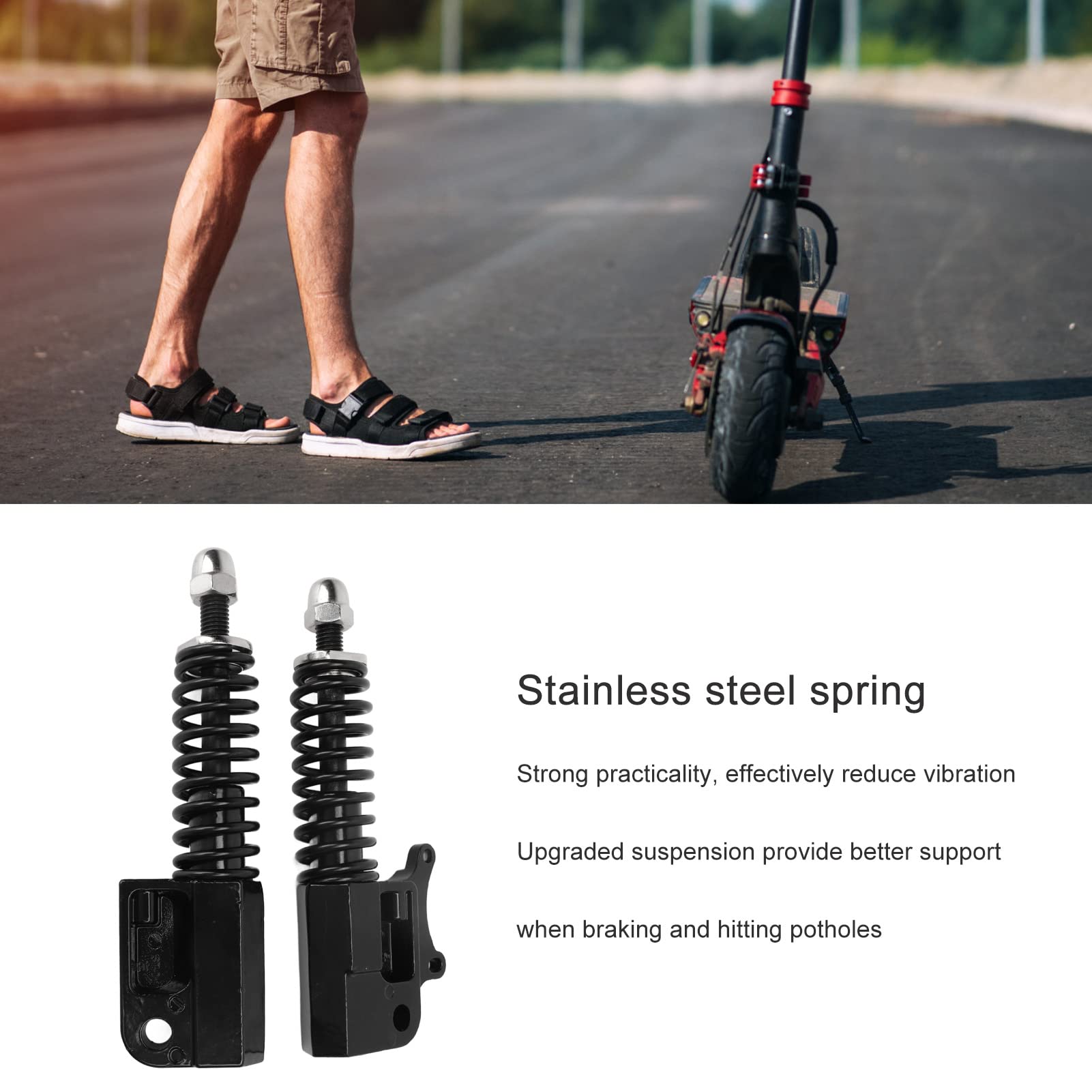Rehomy Electric Scooter Front Shock Absorber - Stainless Steel Suspension Spring for 10 Inch Wheels - Smooth Ride for Commuting, Off-Road & Urban Adventures