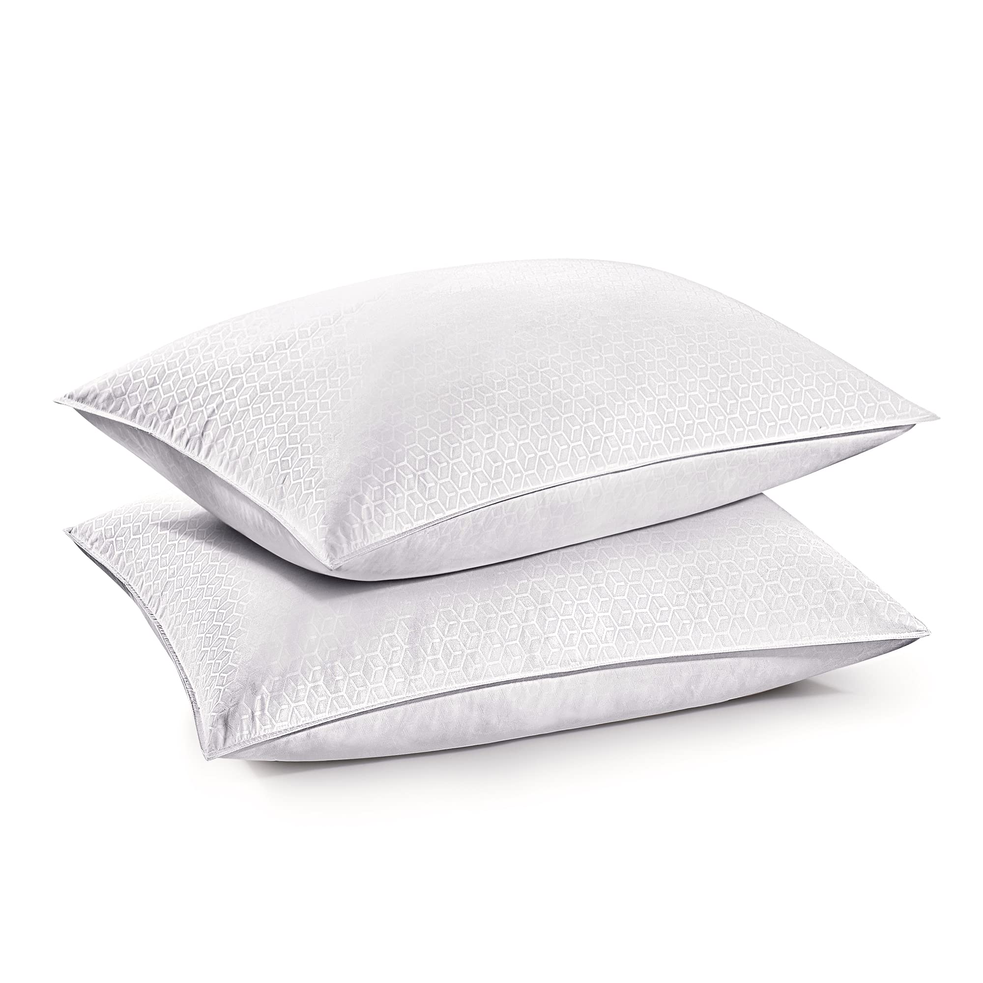 Puredown® Goose Feather & Down Bed Pillows Set of 2 - Standard Size Luxury Hotel Pillows with Cubic Embossing for Ultimate Comfort | Perfect for Home, Guest Room & Airbnb