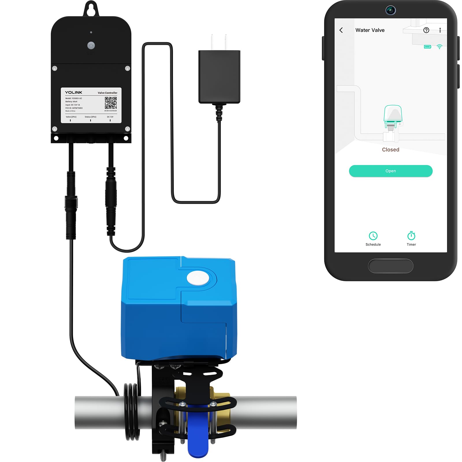 YoLink Smart Water Valve Controller 2 with Bulldog Valve - DIY Installation, Alexa/Google Assistant/IFTTT Compatible - Remote Water Shutoff for Home Protection - Perfect for Leak Prevention & Vacation Security