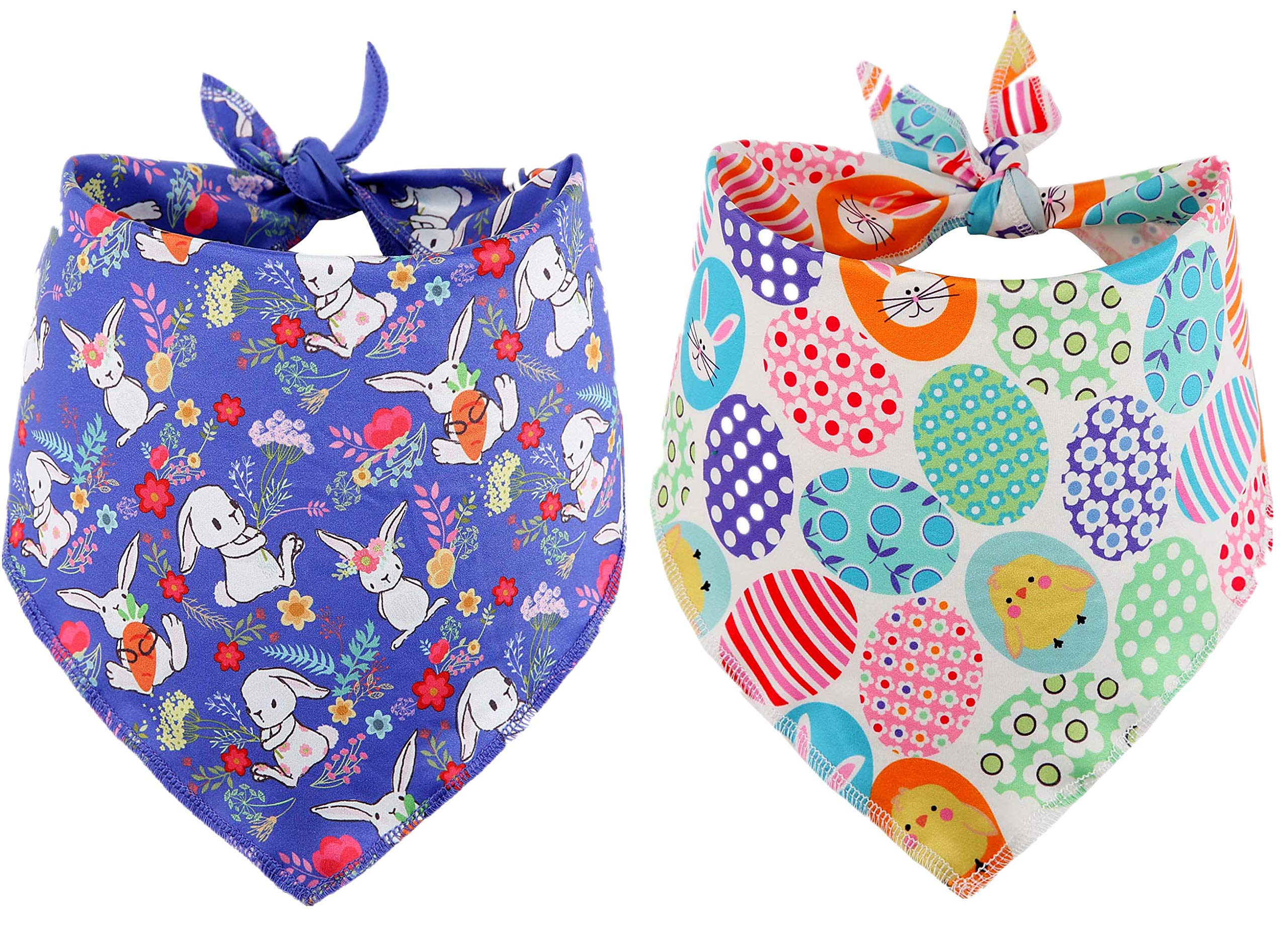 Easter Dog Bandana 2 Pack - Cute Triangle Pet Bibs & Scarf for Small, Medium & Large Dogs and Cats | Perfect for Easter Photos, Holiday Parties & Seasonal Pet Accessories