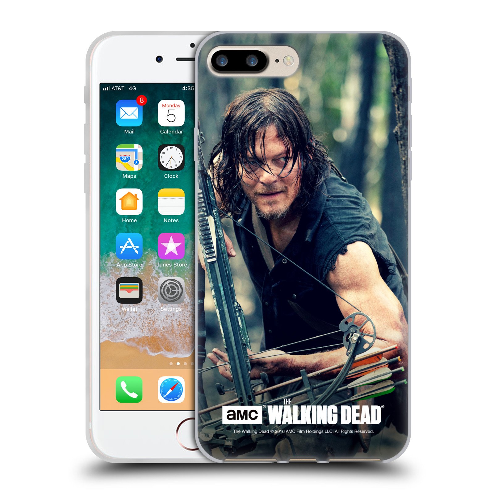 Officially Licensed AMC The Walking Dead Lurk Daryl Dixon Soft Gel Case for iPhone 7 Plus/8 Plus - Durable Protection with Walking Dead Theme - Perfect for Fans, Daily Use & Show Enthusiasts
