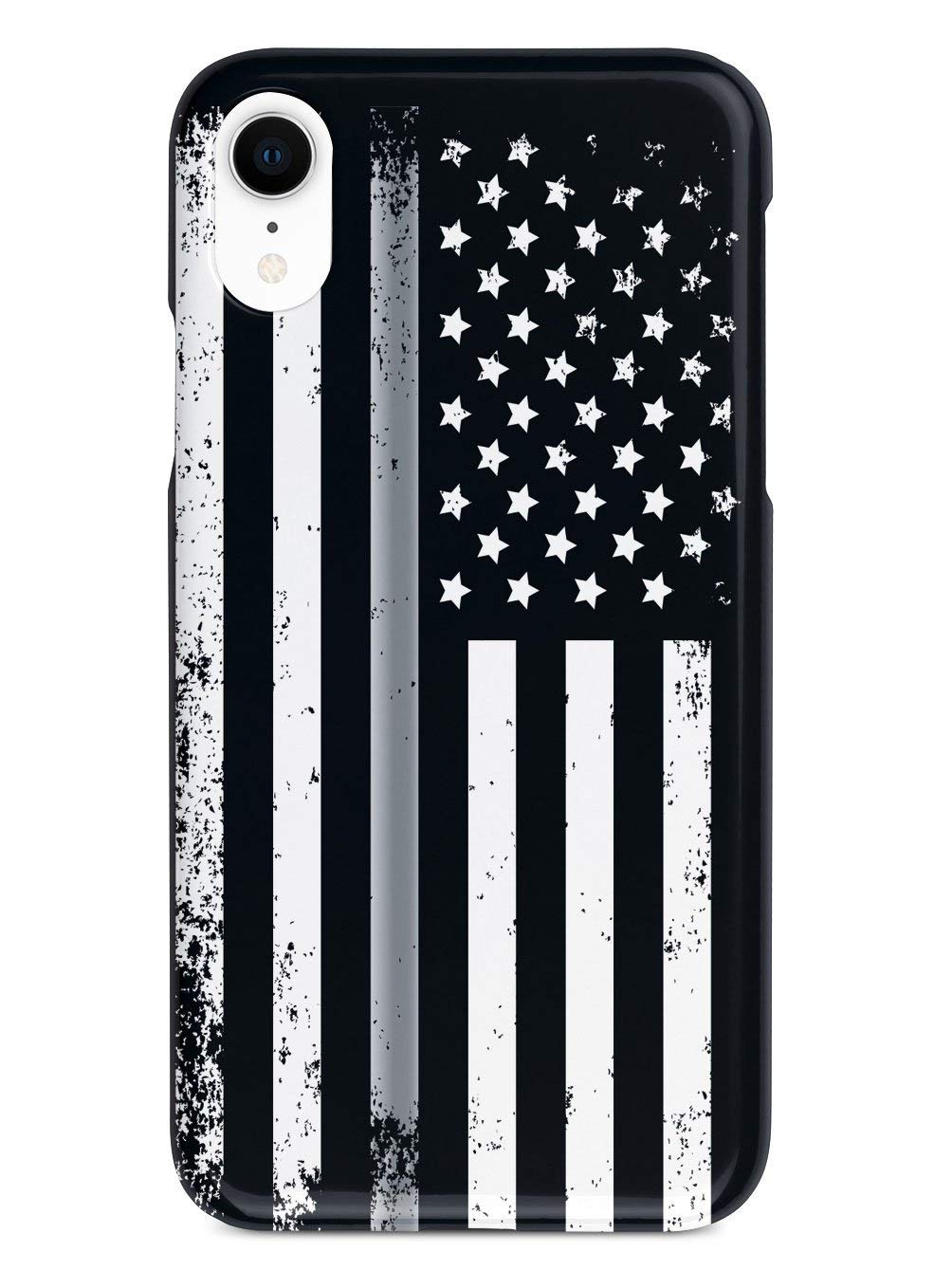 3D Textured Protective Phone Case for Apple iPhone XR - Thin Silver Line with Downward American Flag Design | Slim Fit, Shockproof Cover | Perfect for Everyday Use, Travel & Outdoor Activities