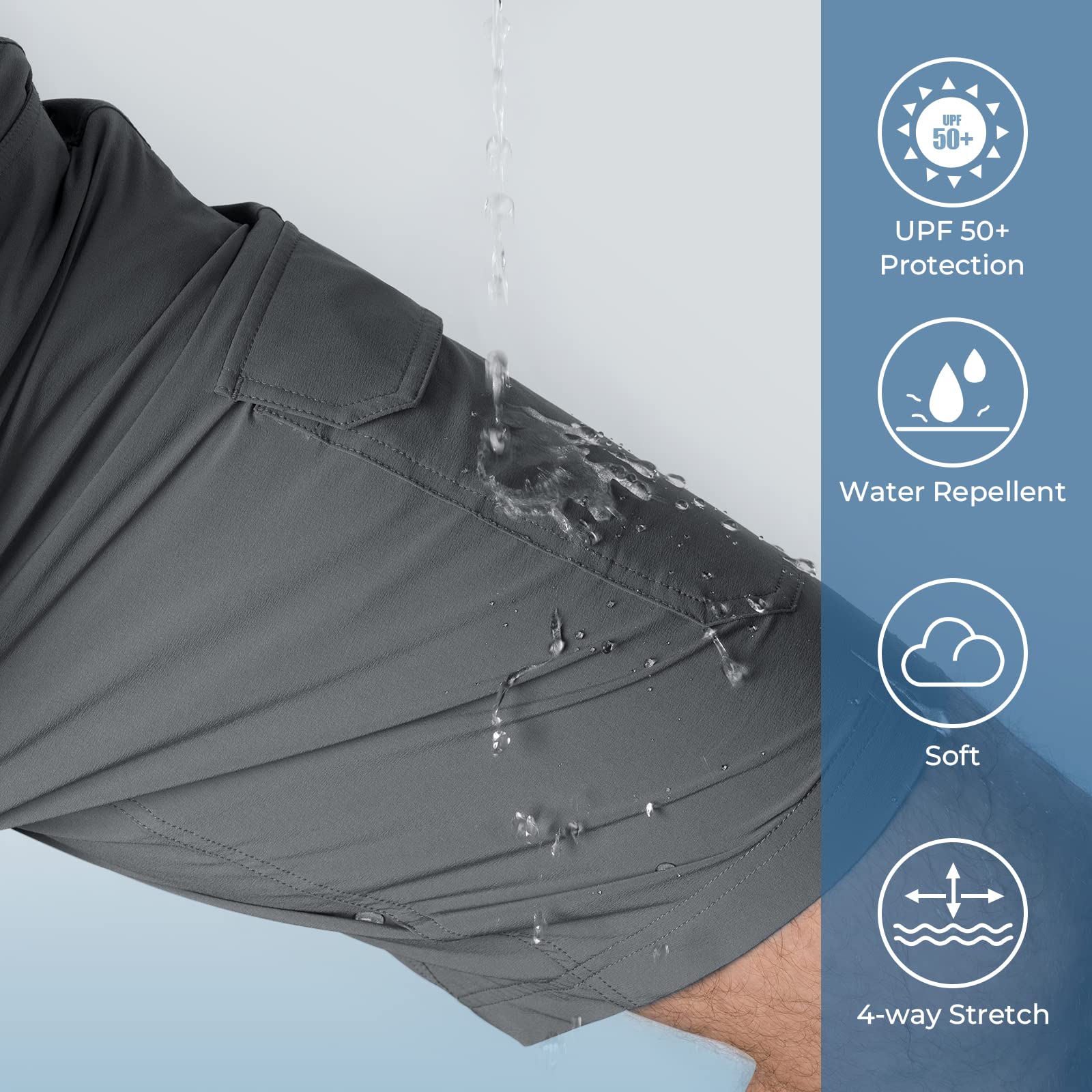 KastKing Men's Quick Dry Fishing & Hiking Shorts with UPF 50+ Sun Protection, 7 Pockets, 10.5