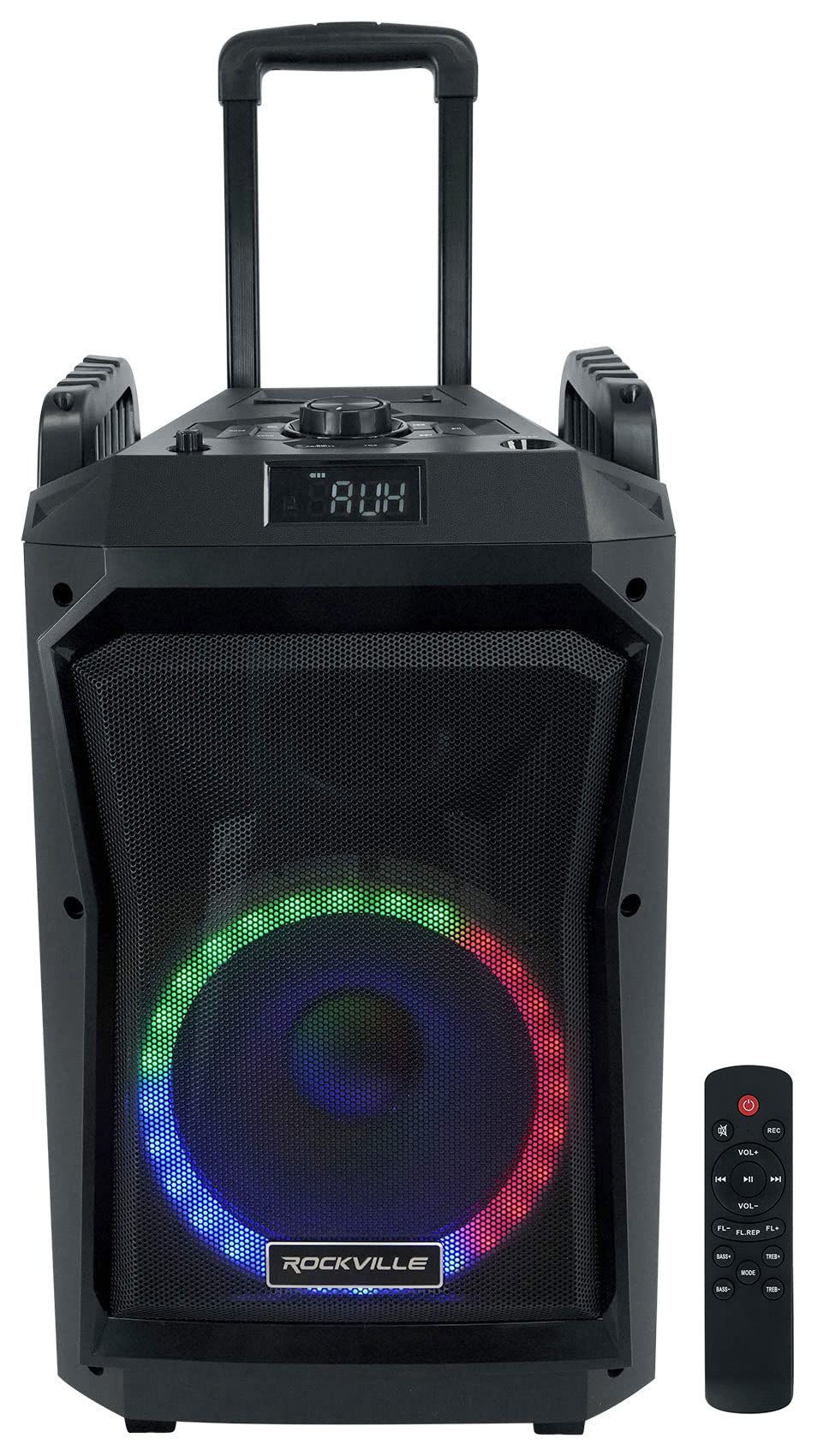 Rockville RockNGo 800 10-Inch Portable Bluetooth Speaker with LED Lights & Wireless Microphones - Perfect for Outdoor Parties, Karaoke Nights, and Home Entertainment