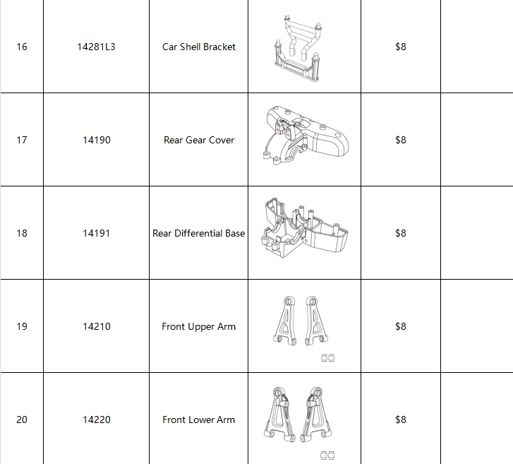 MJX Hyper Go 14303 RC Car Replacement Parts & Accessories Kit - Full Set Spare Parts for Off-Road Bashing, Racing & Maintenance