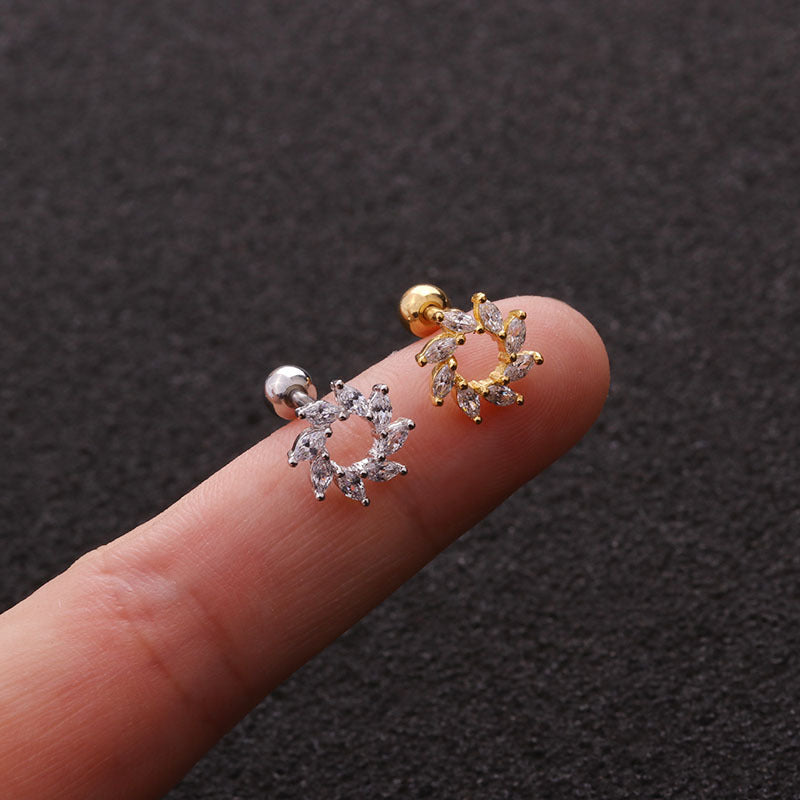 16G Sunflower Conch Stud Sleeper Earrings - HSPJ1960 | Dainty Flower Ear Jewelry for Cartilage Piercing | Perfect for Everyday Wear, Parties & Gifts