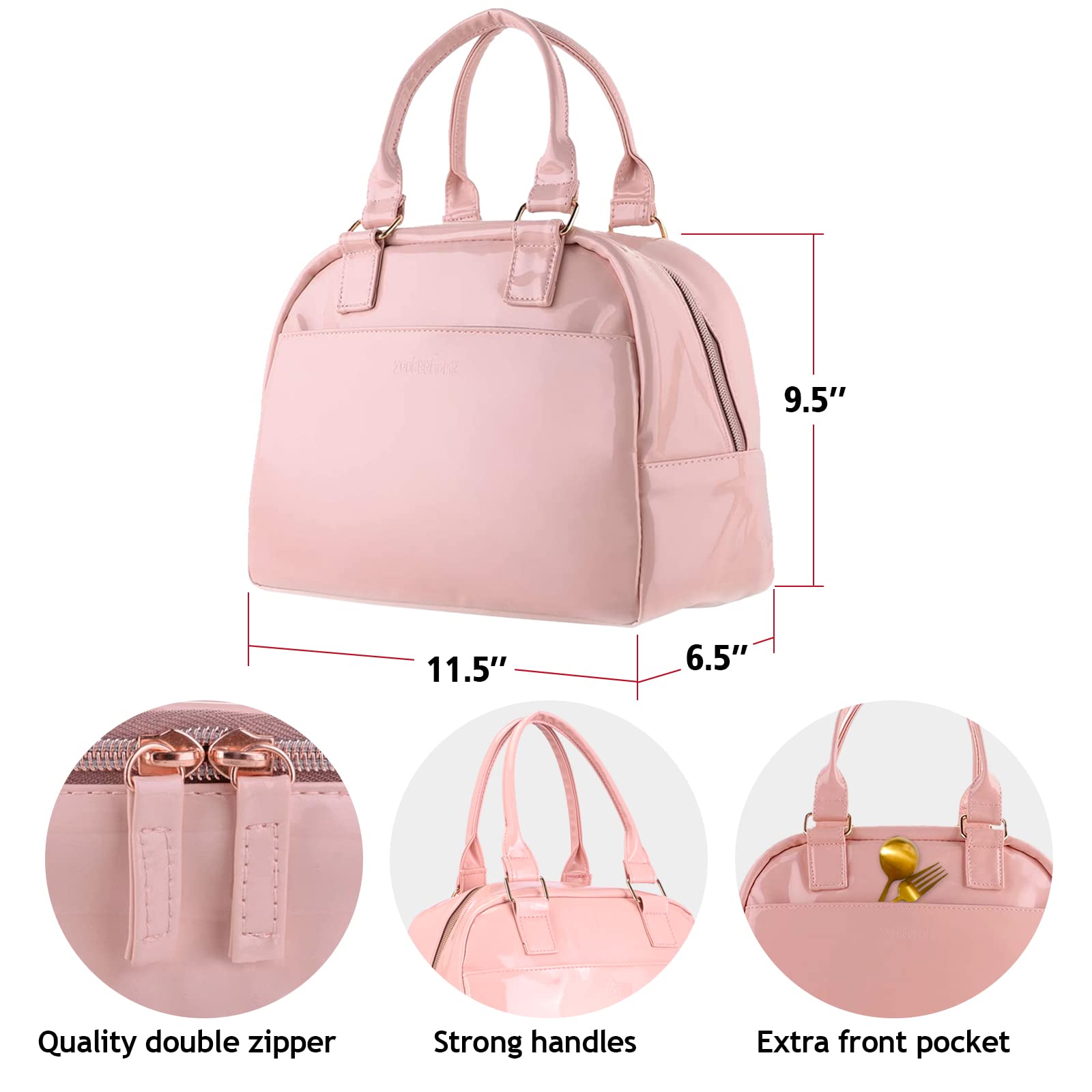 Yookee Home Insulated Lunch Bag for Women - Large Cute Pink Lunch Tote for Adults, Meal Prep Lunchbox for Work, School & Nursing - Perfect for Office, College & Healthcare Professionals