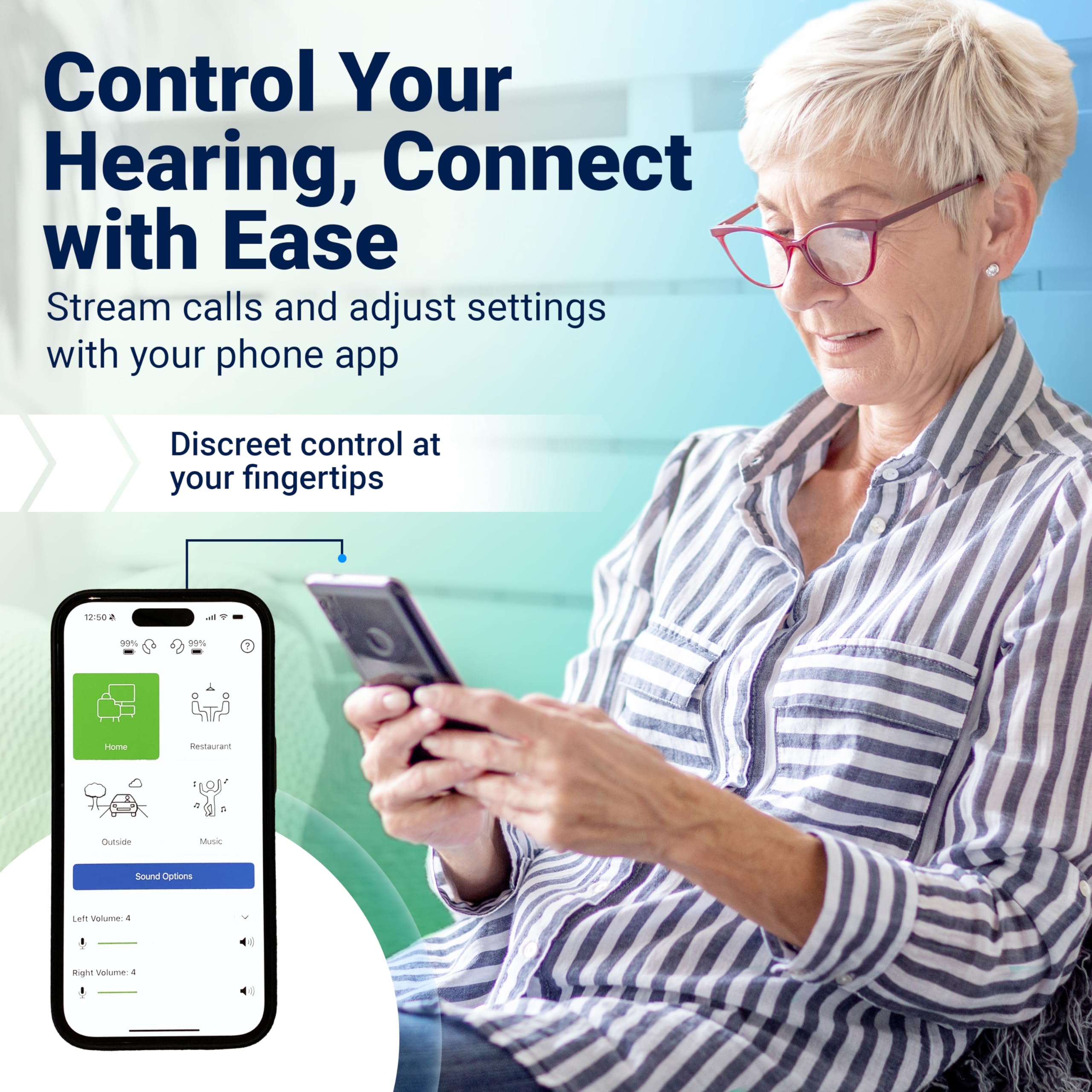 Mach I Pro Wireless OTC Bluetooth Hearing Aids for Adults & Seniors - Rechargeable, Noise Cancelling, Nearly Invisible Hearing Amplifier - Compatible with iOS & Android for Streaming Calls - FSA/HSA Eligible - Perfect for TV Watching, Conversations & Outdoor Activities (Slate)