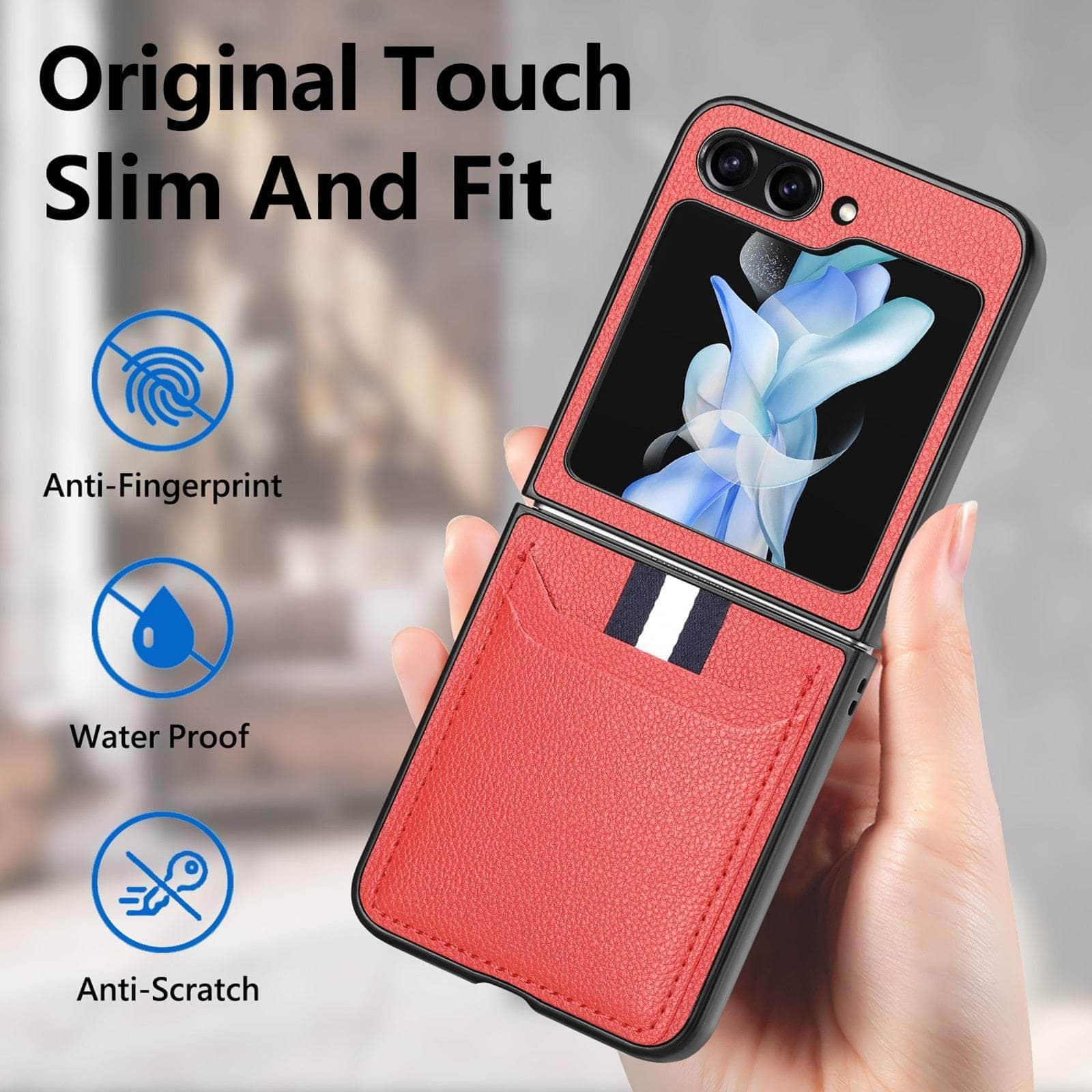 Samsung Galaxy Z Flip 5 Shockproof Leather Wallet Case with Card Holder - Slim Protective Cover for Everyday Use & Travel Accessories