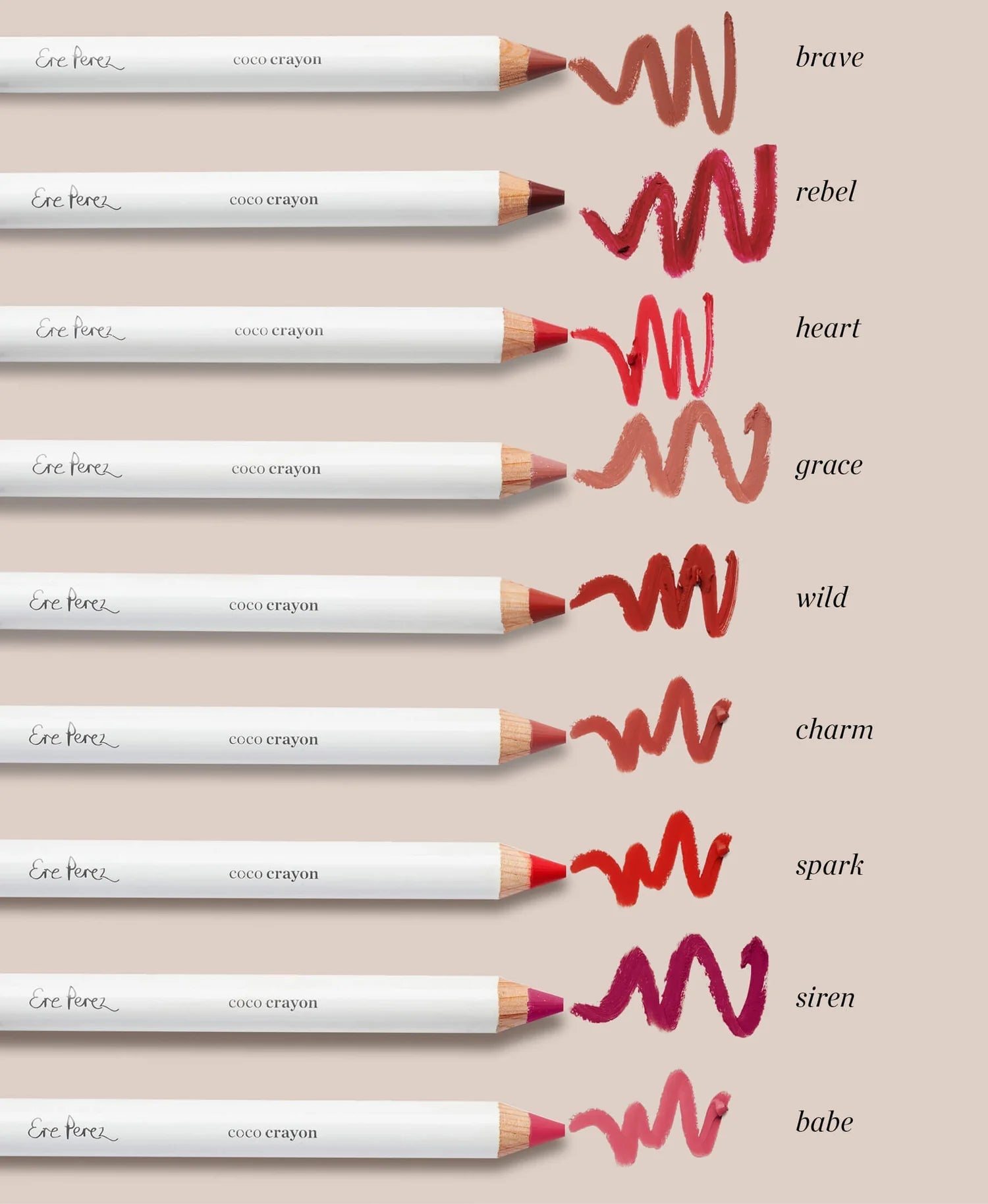 Ere Perez Coco Crayon Rebel - Vegan Lip & Cheek Tint for Natural Makeup Look | Perfect for Everyday Wear & Special Occasions