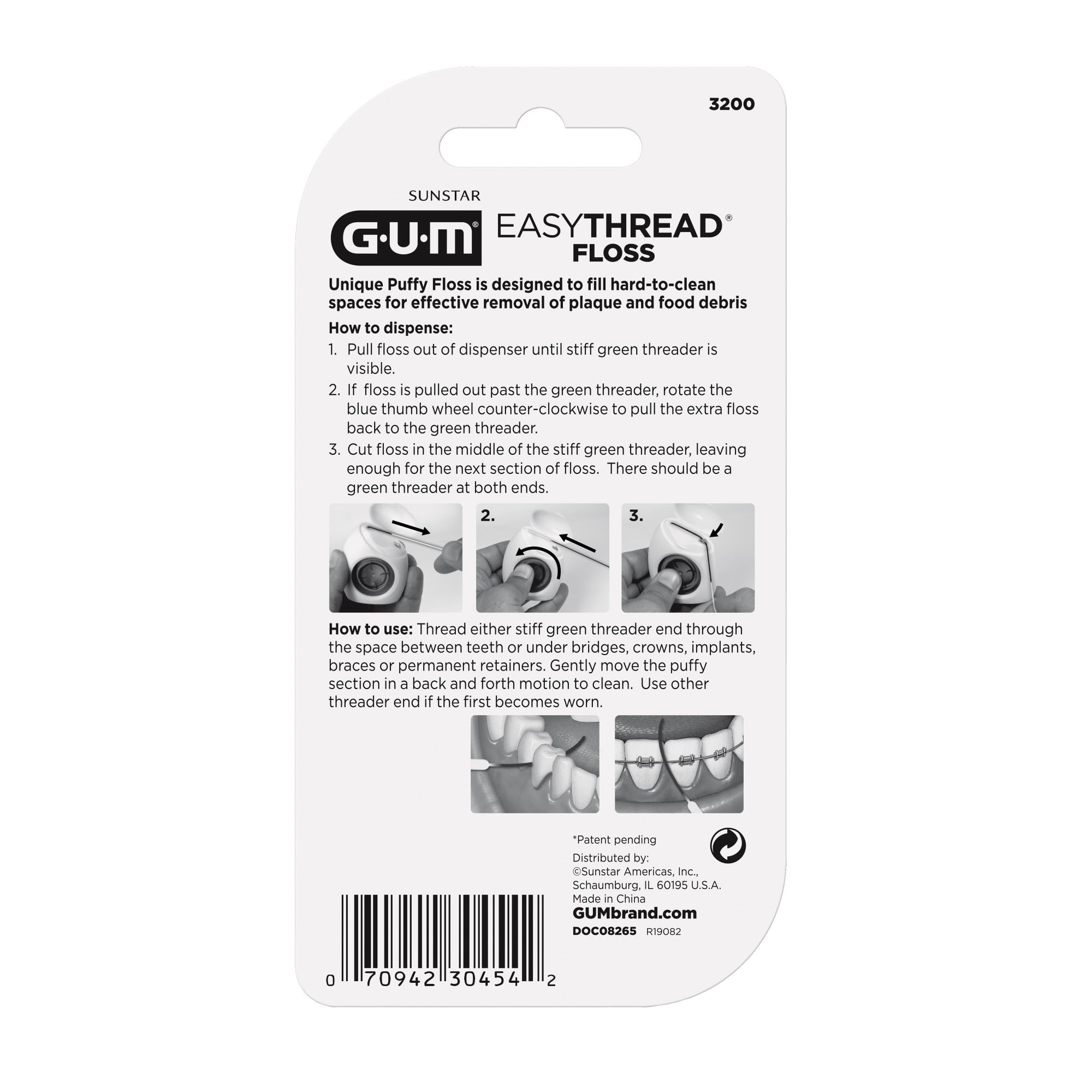 GUM EasyThread Expanding Dental Floss for Braces, Bridges & Implants - 50 Pre-Threaded Flossers with Built-in Rigid Threaders - Perfect for Orthodontic Care & Oral Hygiene at Home or Travel