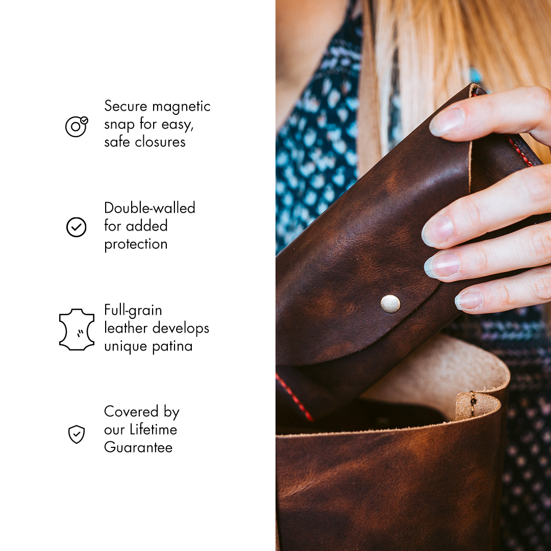 Premium Leather Sunglasses Case - Durable & Stylish Eyewear Holder for Men & Women - Perfect for Travel, Outdoor Activities & Daily Use