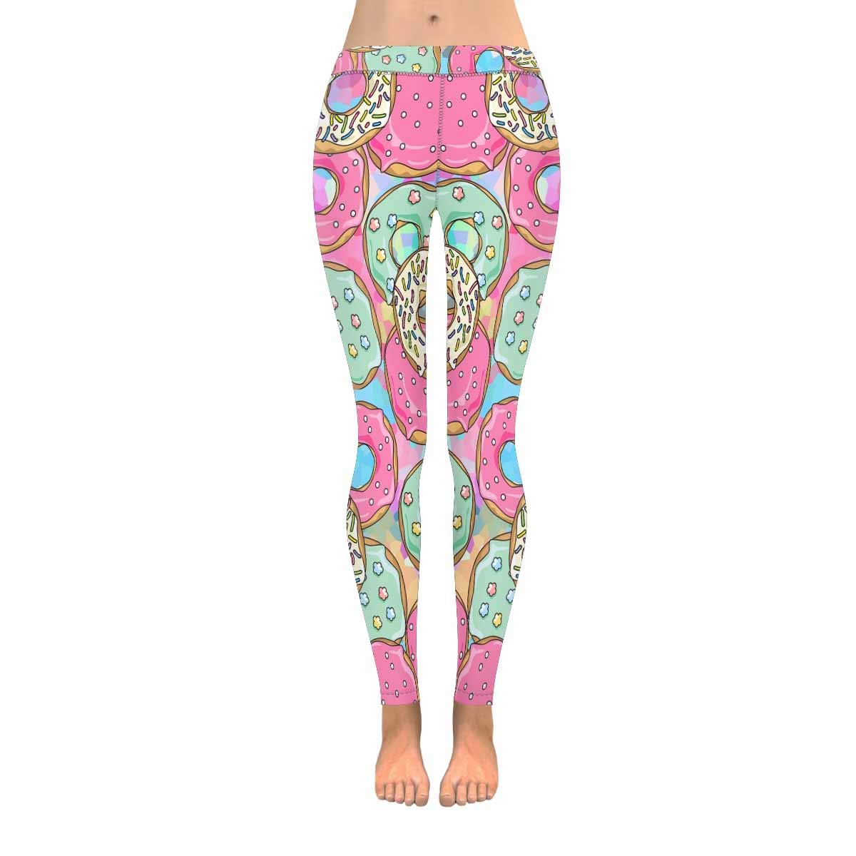 **InterestPrint Women's High-Waisted Yoga Pants with Donut & Heart Print – Stretchy Gym Leggings for Workout, Running, and Lounge Wear**    *Perfect for yoga, fitness, casual wear, and athleisure fashion.*
