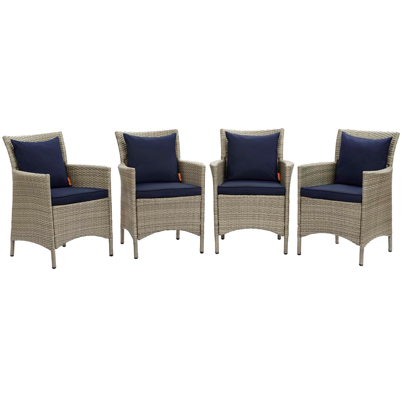 4-Piece Outdoor Wicker Rattan Dining Armchair Set - Weather-Resistant Patio Furniture for Garden, Poolside & Backyard Dining